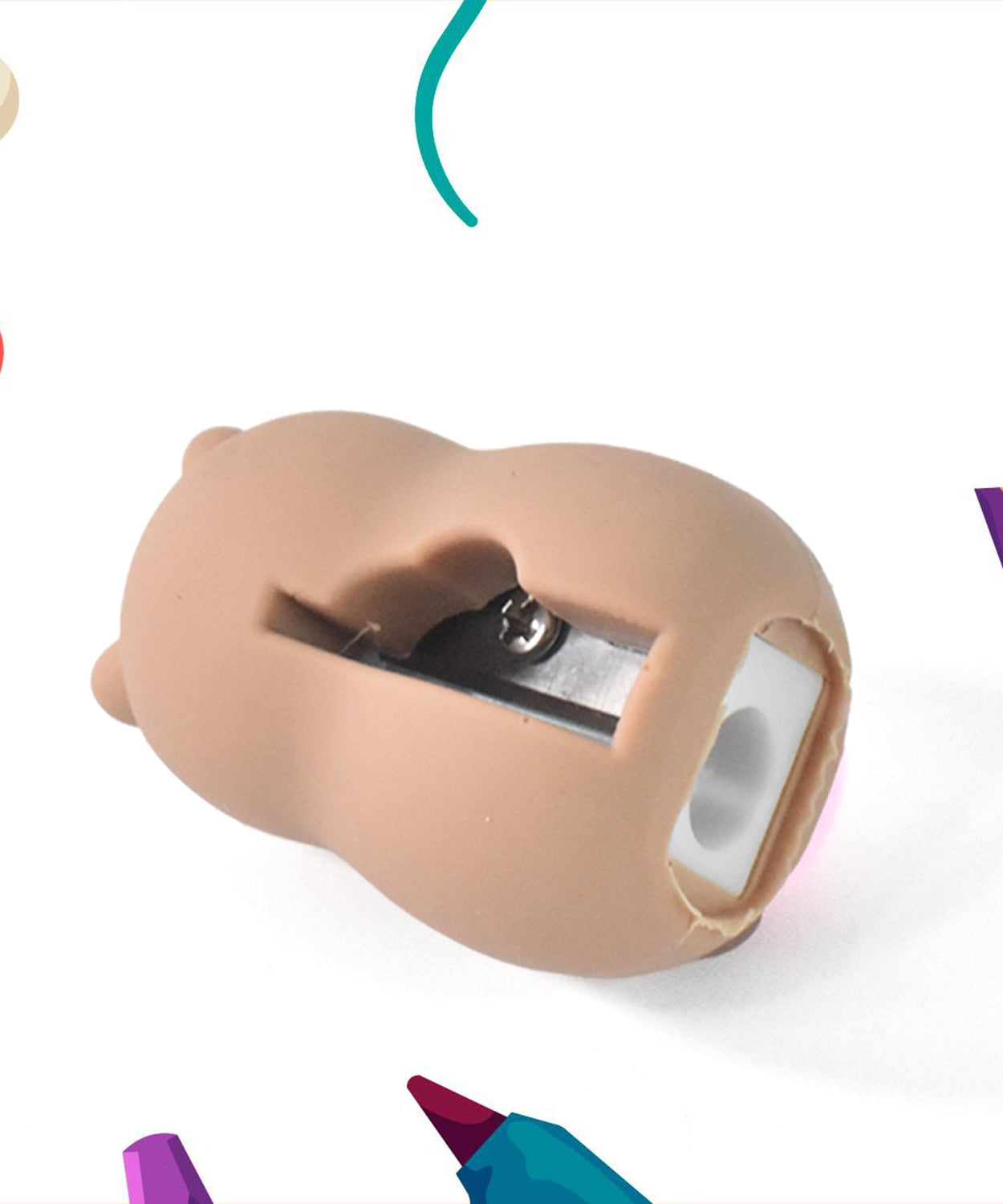 Cartoon Shape Pencil Sharpener with Built-In Eraser (1 Pc)