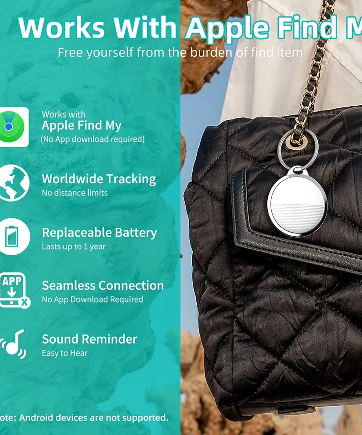 Finder Compatible with Find My App Global Tracking GPS Tracker with Sound Alarm