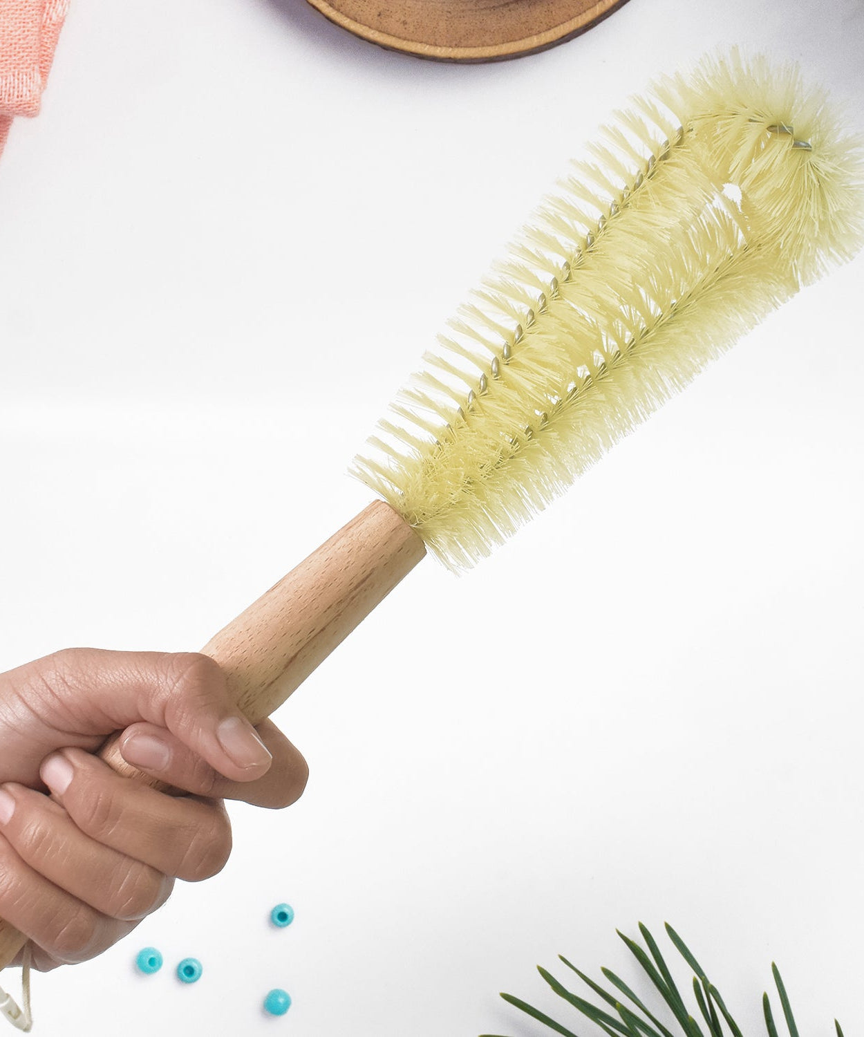 13 inch Bottle Brush, Bristle Brush with  Wood Handle, Washing Brush with Wooden Handle, Kitchen Cleaning Tool, Brushes for Dish, Tumbler, Teapot, Cup, Pan