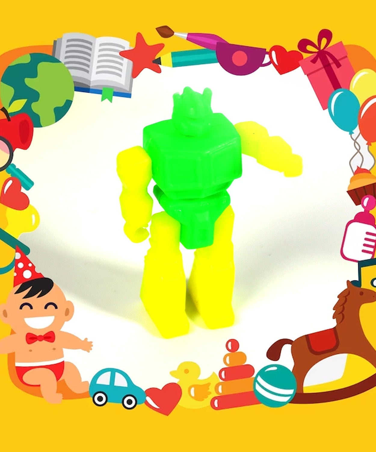 Toys for children in plastic container