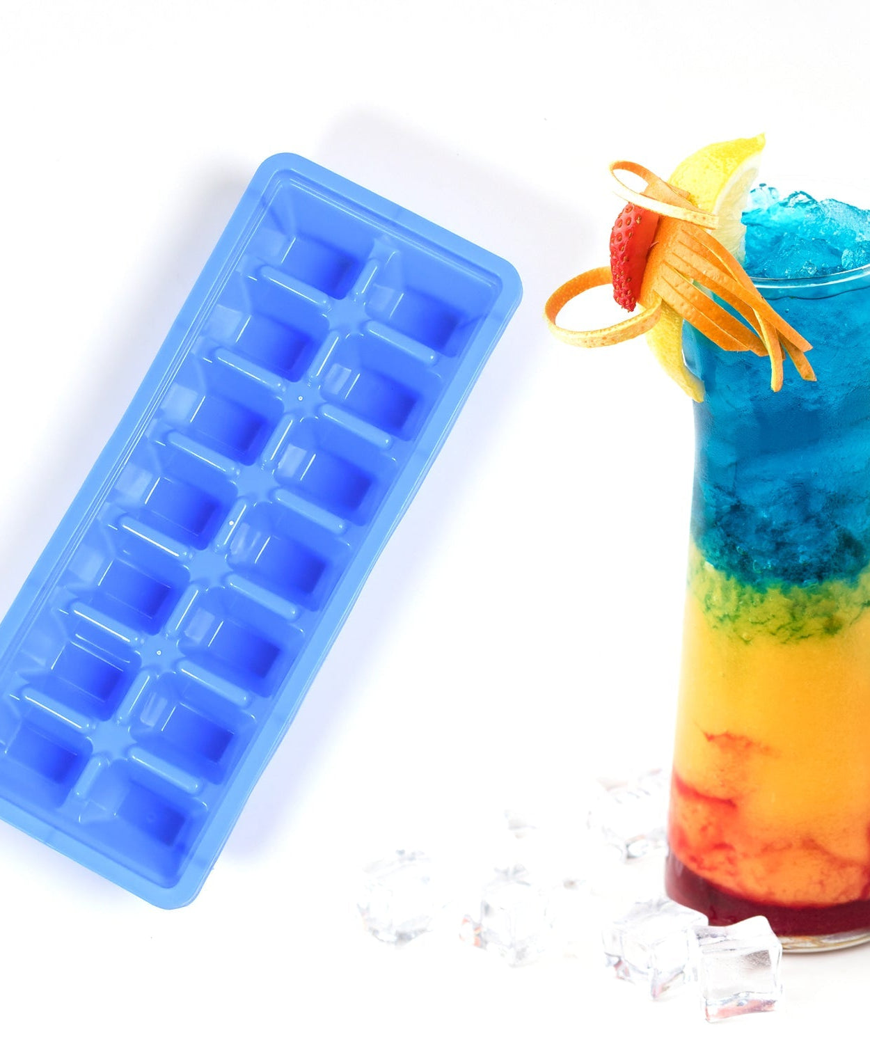 Flexible ice cube trays for easy removal from the freezer.