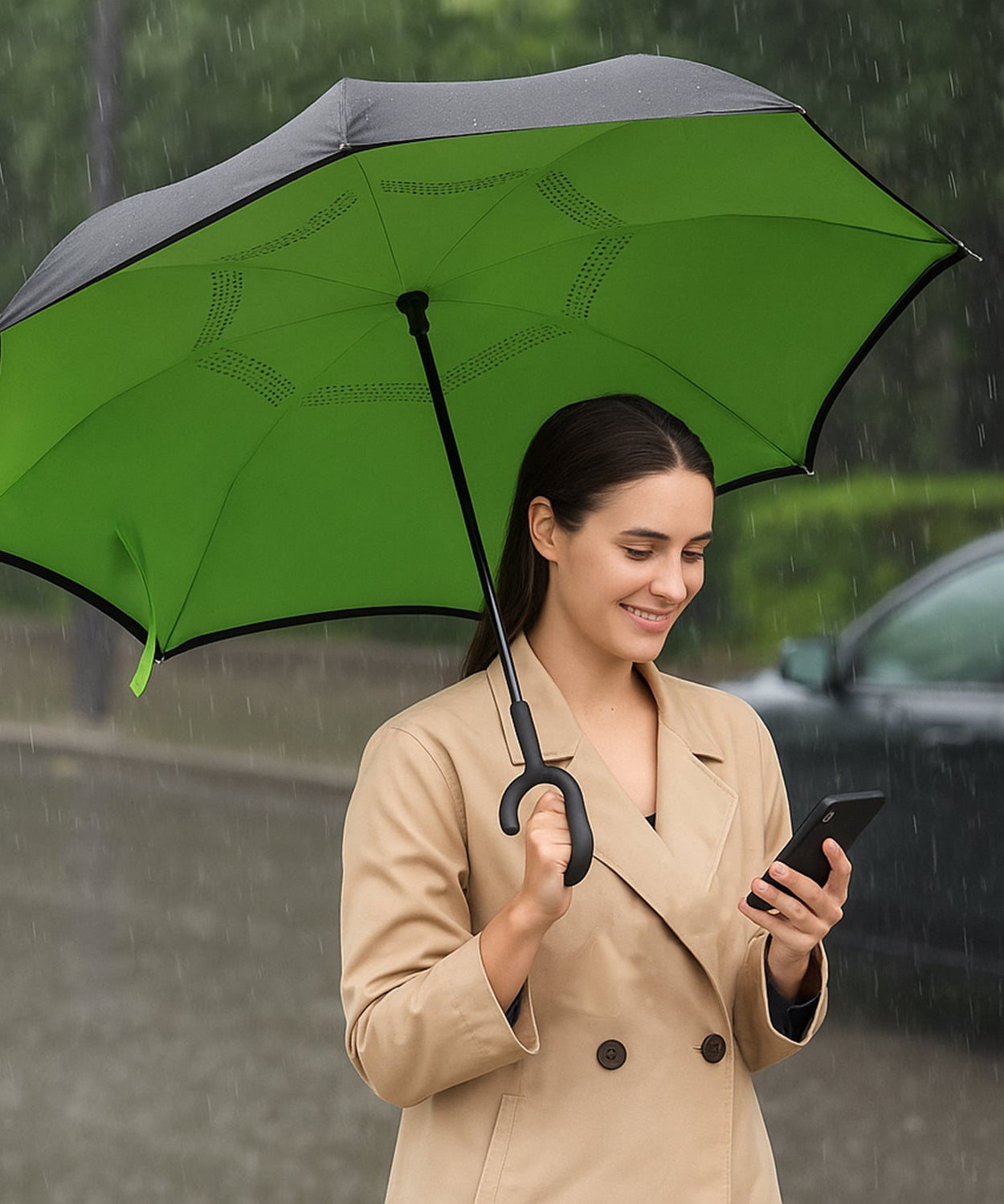 Foldable UV & Rain Umbrella with C-Shaped Handle – Kids (1 Pc / Mix Color)