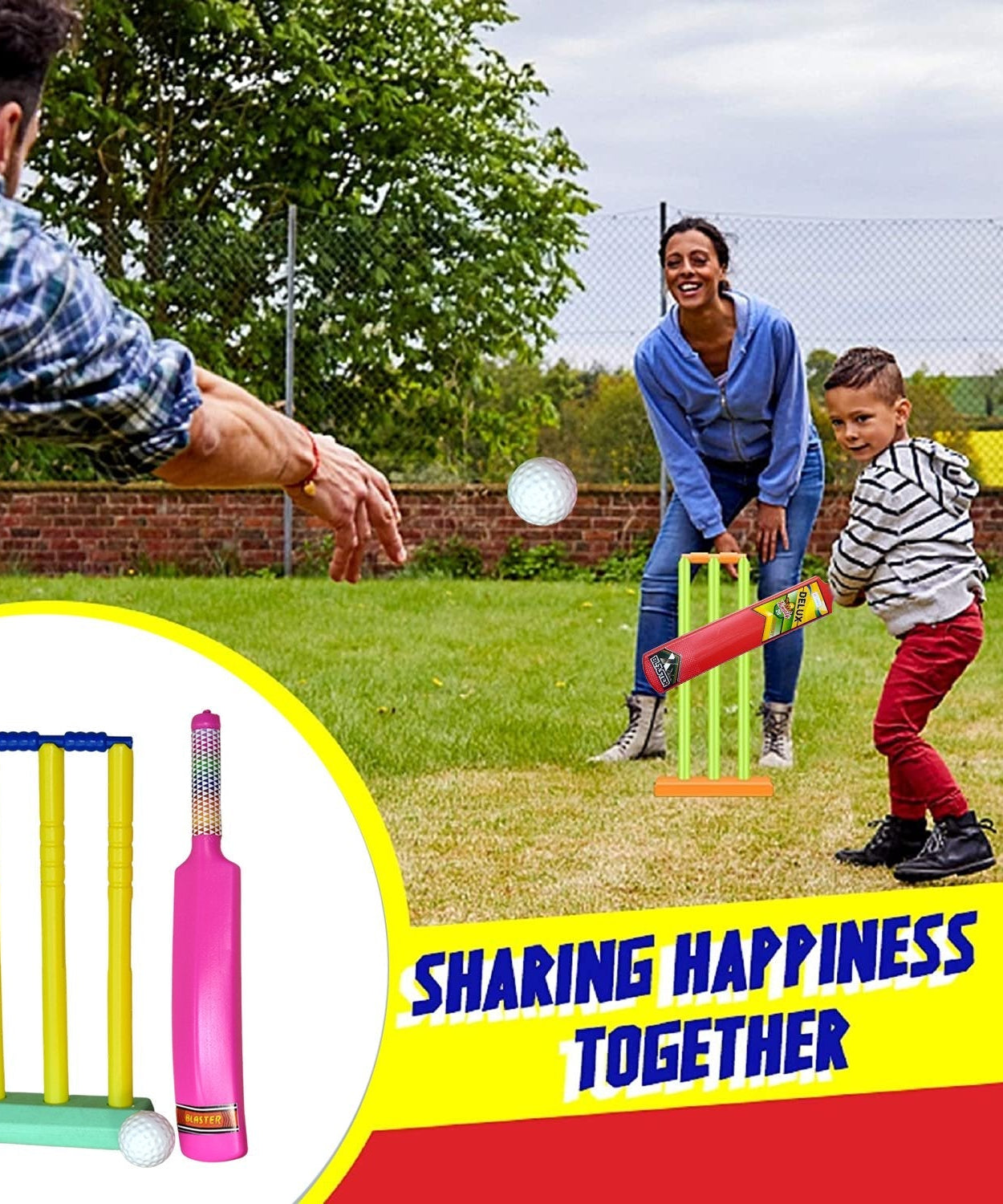 Cricket bat and ball set for children, ready for outdoor fun