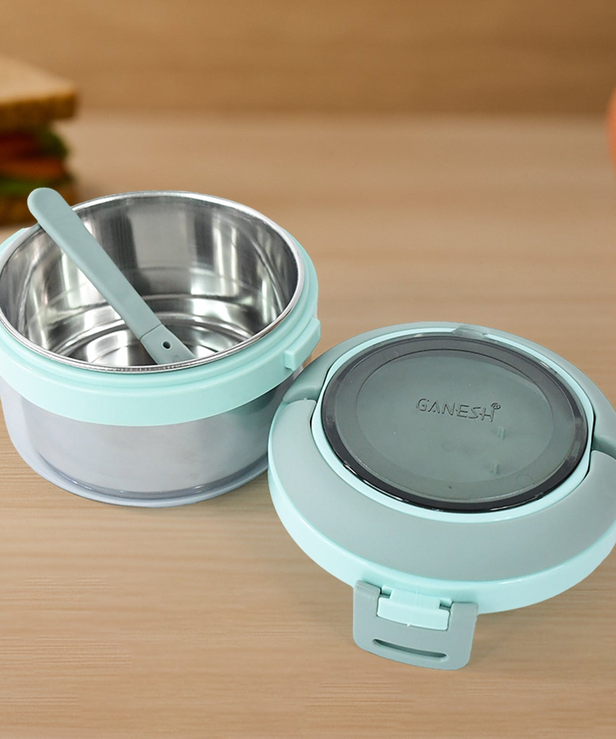 Ganesh Tiara 400ml Stainless Steel Insulated Lunch Box with Leakproof Lid & Folding Spoon