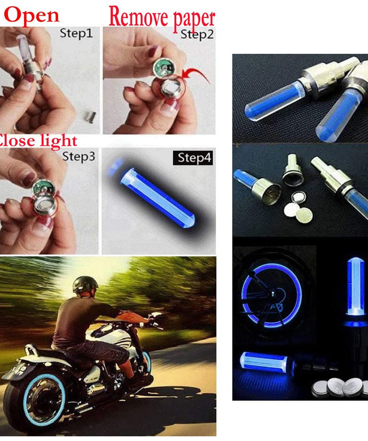 LED Flash Light lamp tyre Wheel Valve Sealing caps (2 Pc / Mix Color)
