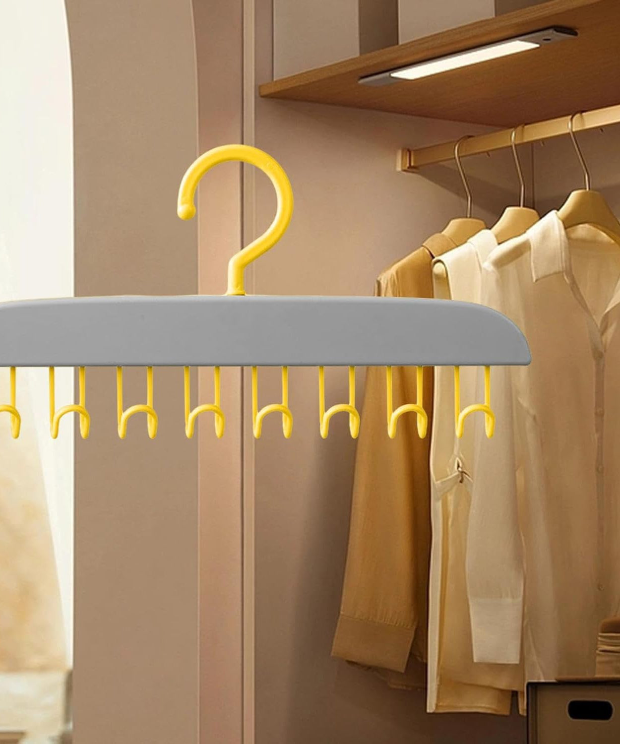 Plastic Organizer Hanger 360 Degree Rotatable Clothes Multifunctional with 8 Hooks Heavy Duty Clothing Tank Top Belt Towel Drying Rack Holder (1 pc)