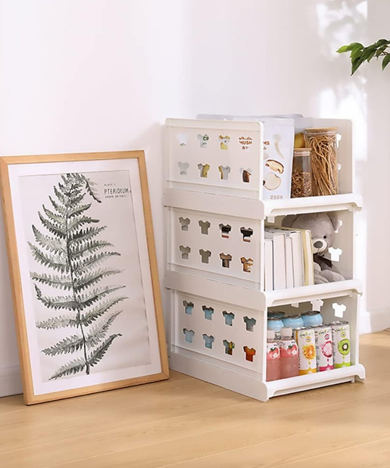 3-layer stackable storage cart, foldable and multifunctional