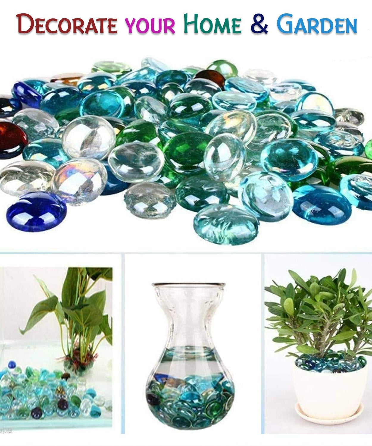 Flat round marbles for decorative purposes