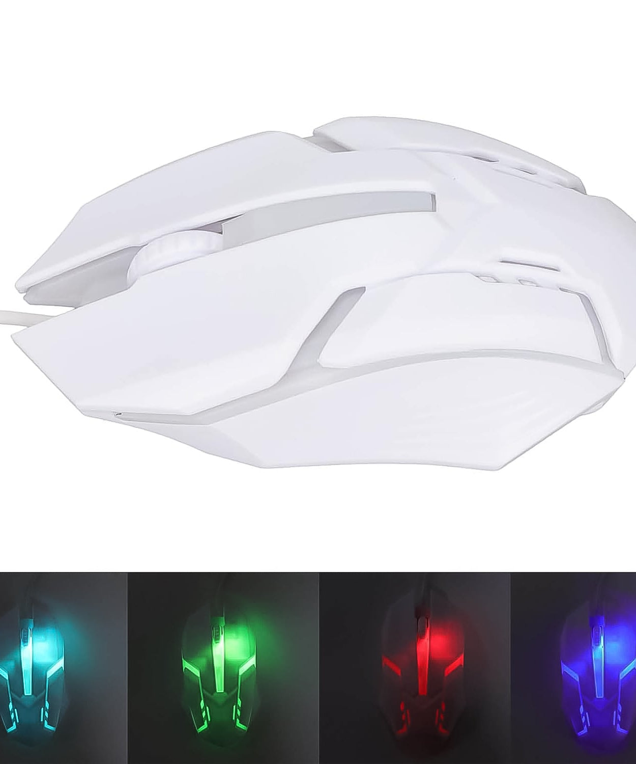 USB Wired Mouse, Gaming Mouse Colorful / Lighting Luminous  (1 Pc / Wihte)
