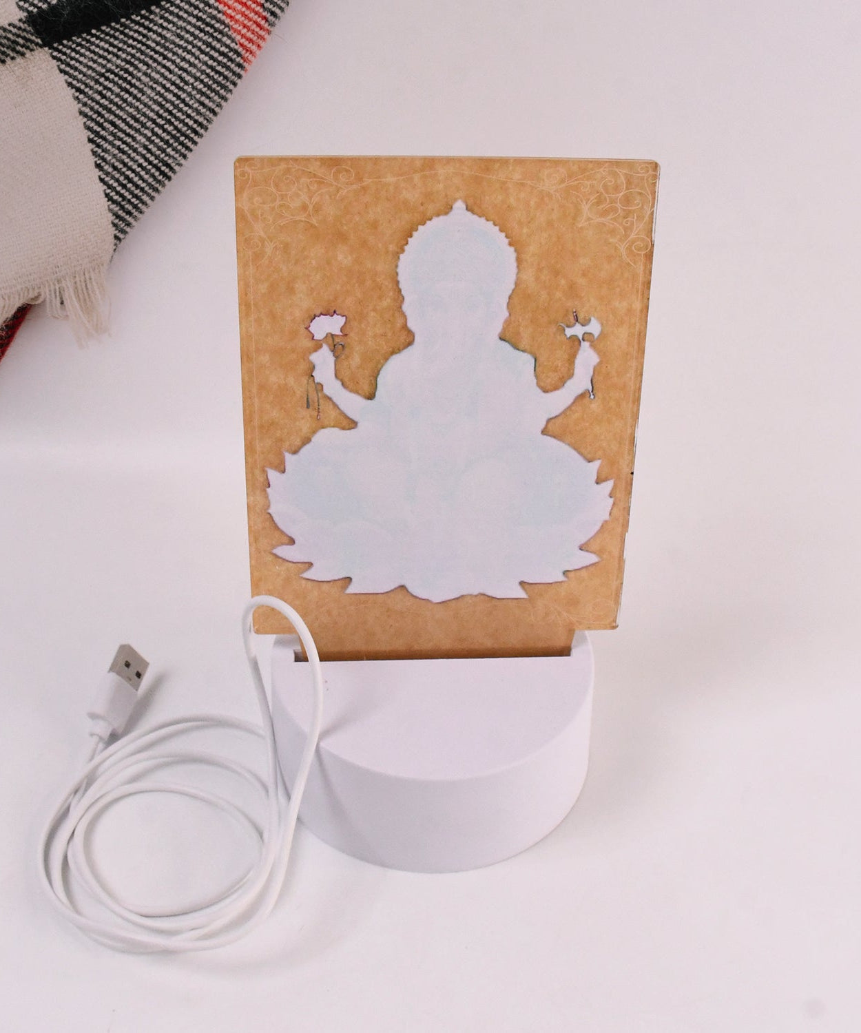 Beautiful 3D Lord Ganesh Frame with soft white light, Ganesh Ganesha (1 Pc)