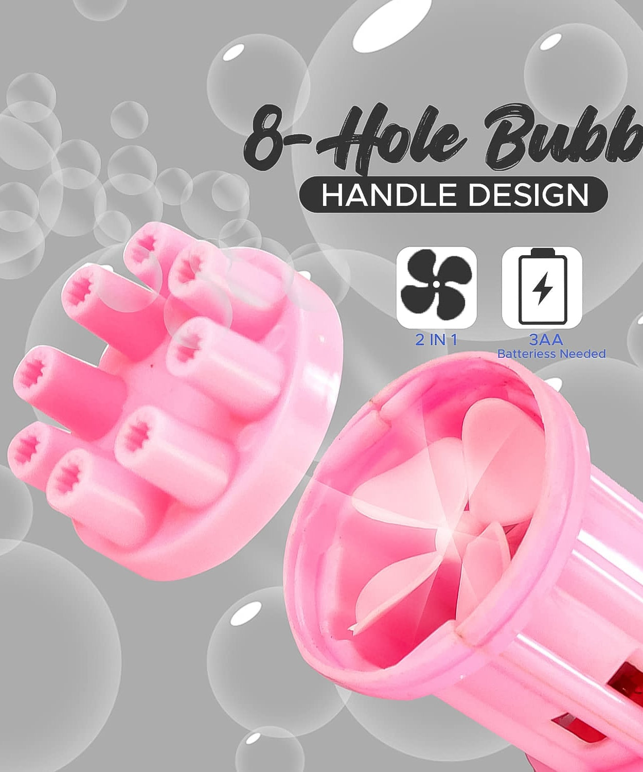 8-Hole battery operated Bubbles Gun Toys for Boys and Girls
