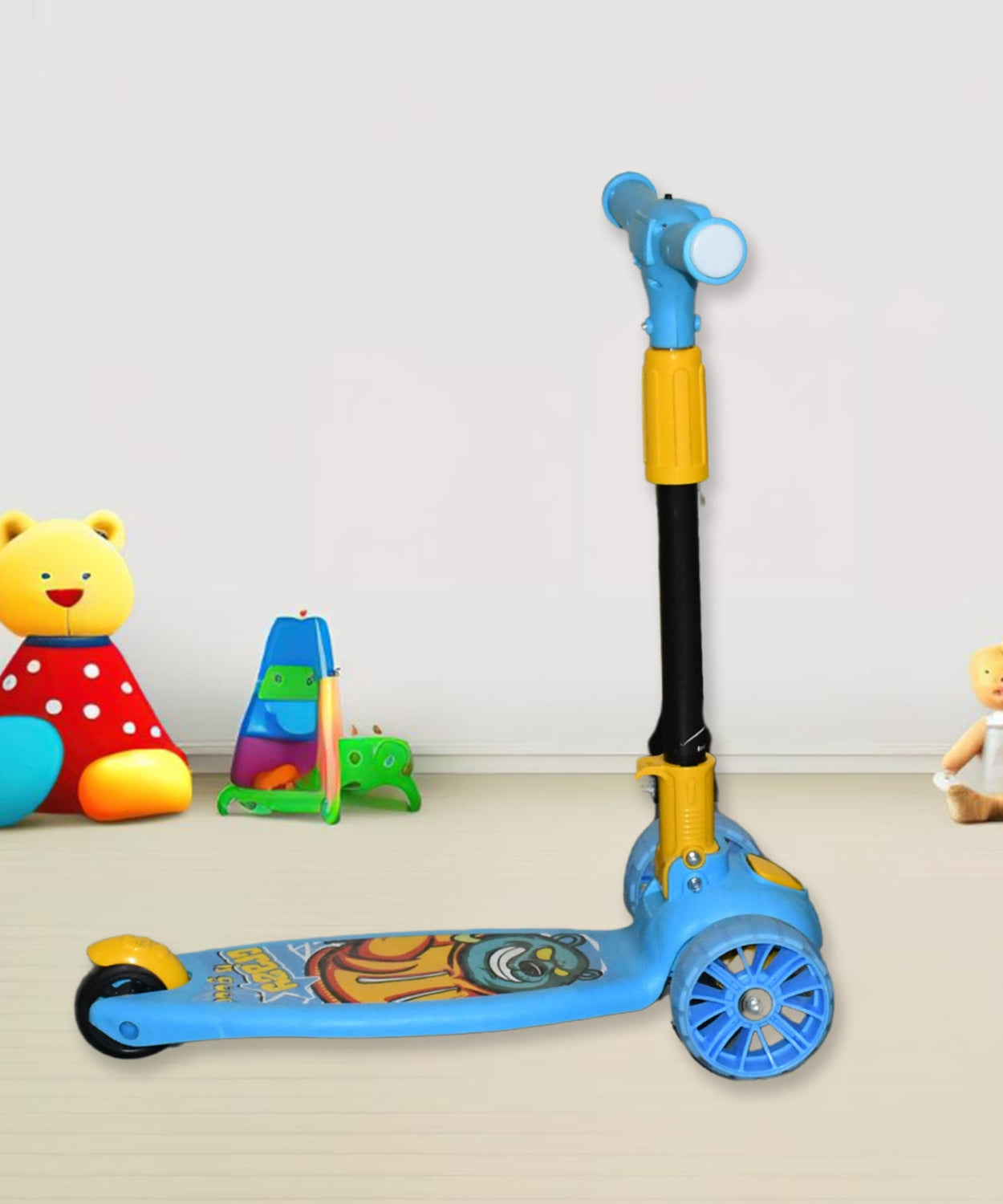 Jumbo Scooter for Kids 2 Wheels Steel Frame Large Foldable & Height Adjustable