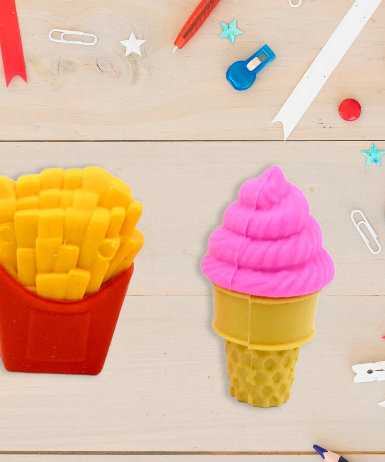 3D Food Fancy & Colorful Erasers – Cute Novelty Eraser Set for Kids & School Prize (1 Set / Mix Design & Color)
