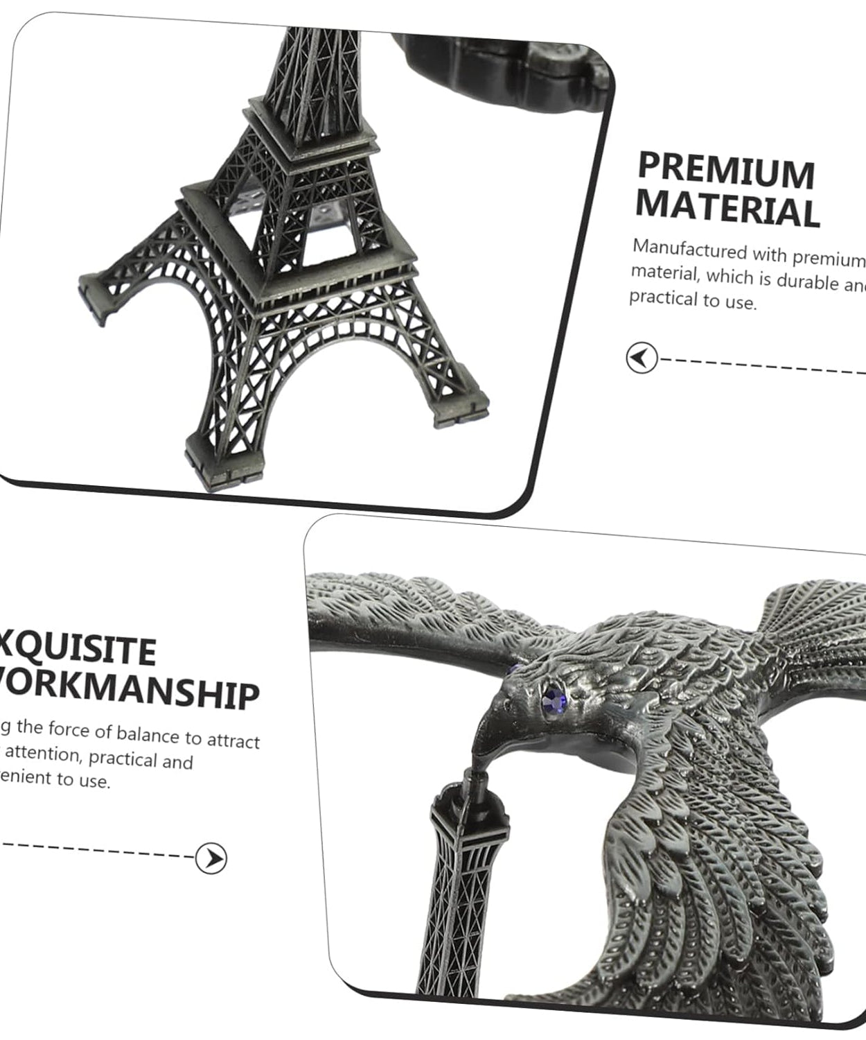 Balancing Bird Metal Eiffel Tower Statue Balance Eagle Toy (1 Set)