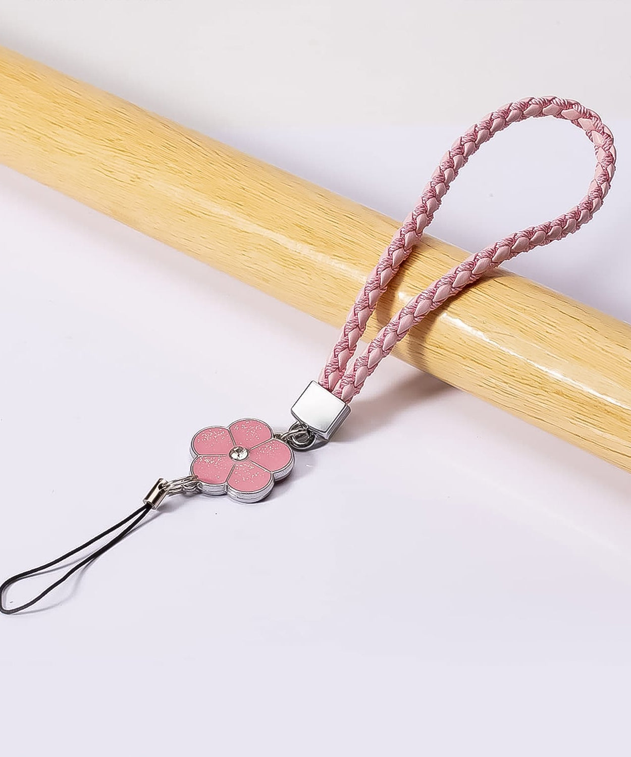 Flower Shape metal alloy pendant Nylon Braided leather hand strap lanyard phone (1 Pc / Multicolor)