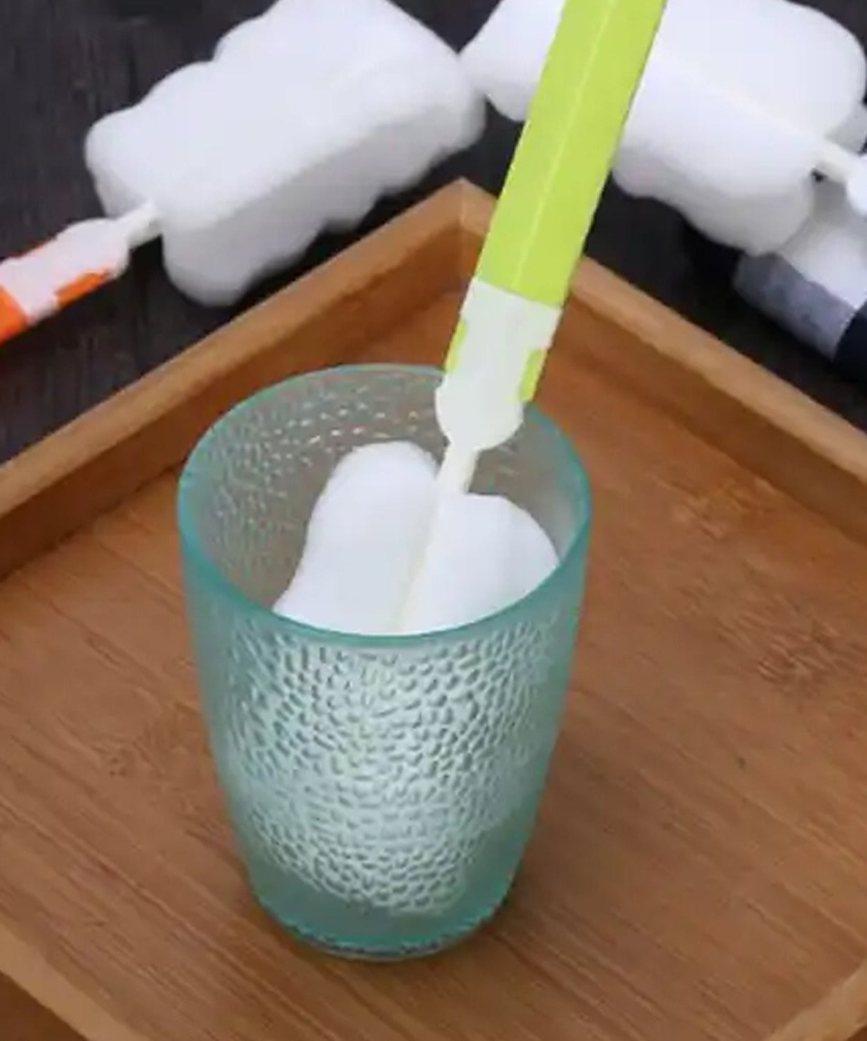 Sponge Cleaning Brush Kitchen Tool Bottle Soft Brush for Dishes| Cleaning Brush Cleaner with Plastic Long Handle, Soft Dish Washing Foam Cleaning Brushes For Cups Mugs Kettles Wine Glasses and Baby Bottles (1 Pc)