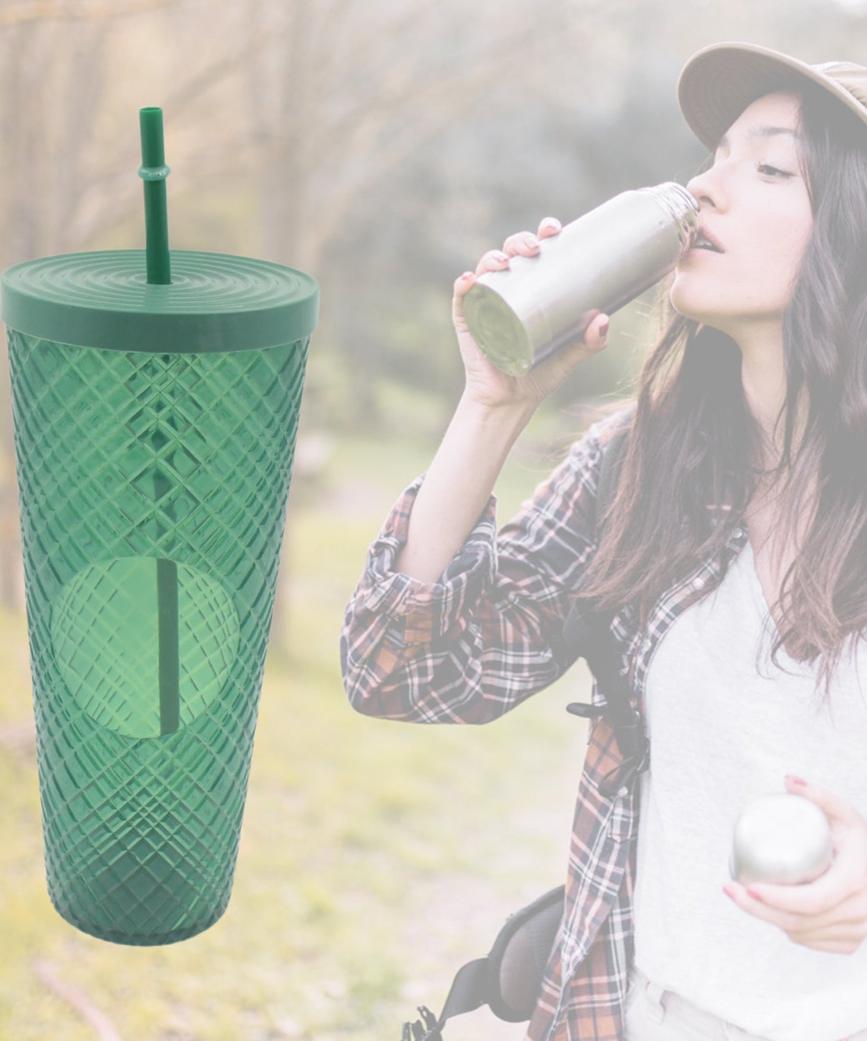 Cup with Straw &  LED Lighting Reusable Matte Studded Tumbler with Leak Proof Lid Water Cup Travel Mug Coffee Ice Water Bottle Double Walled Insulated Tumbler BPA Free (1 Pc)