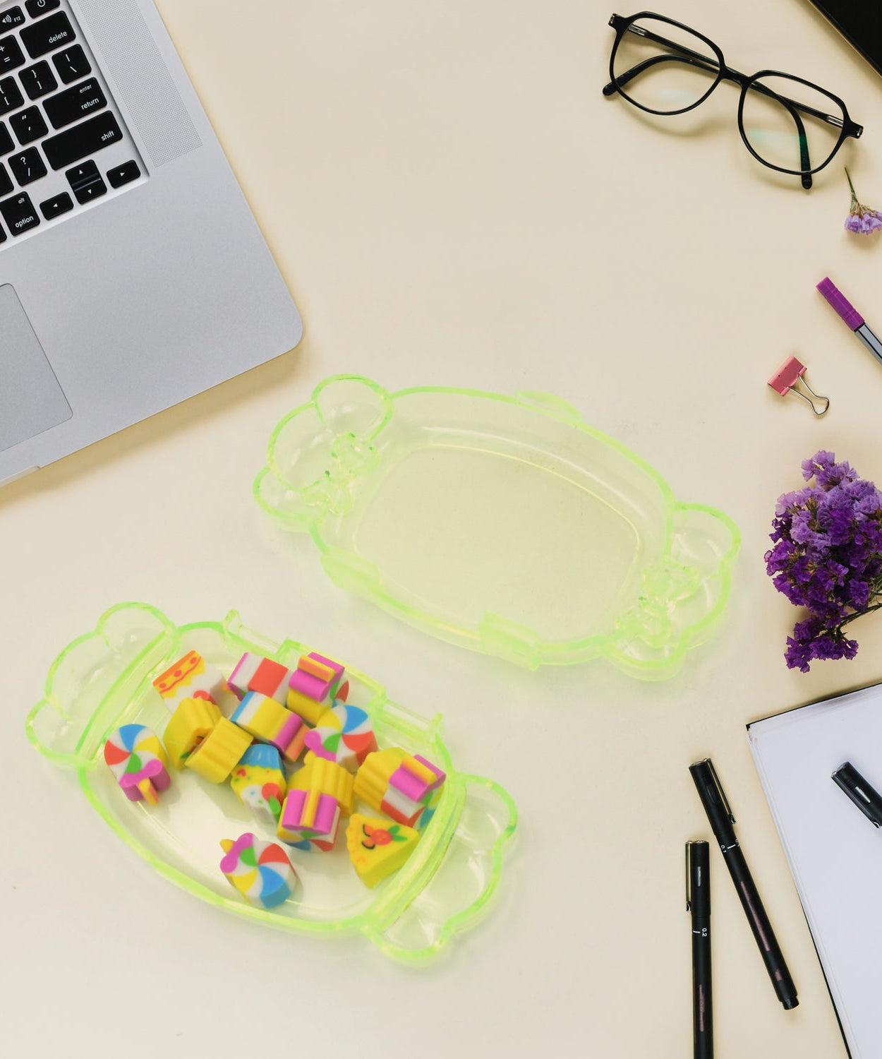 Cute School Eraser Set Cute Eraser Multi Design Rubber Erasers For Pencil Cleaning Stationery School Student Girl Kids (15 pc In1 Set)