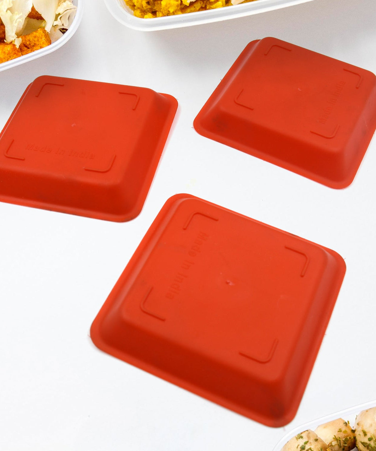 Square Plastic Halwa Dinner Plate Snacks / Breakfast, Restaurant Serving Trays Home School Coffee Hotel Kitchen Office (3 Pcs Set)