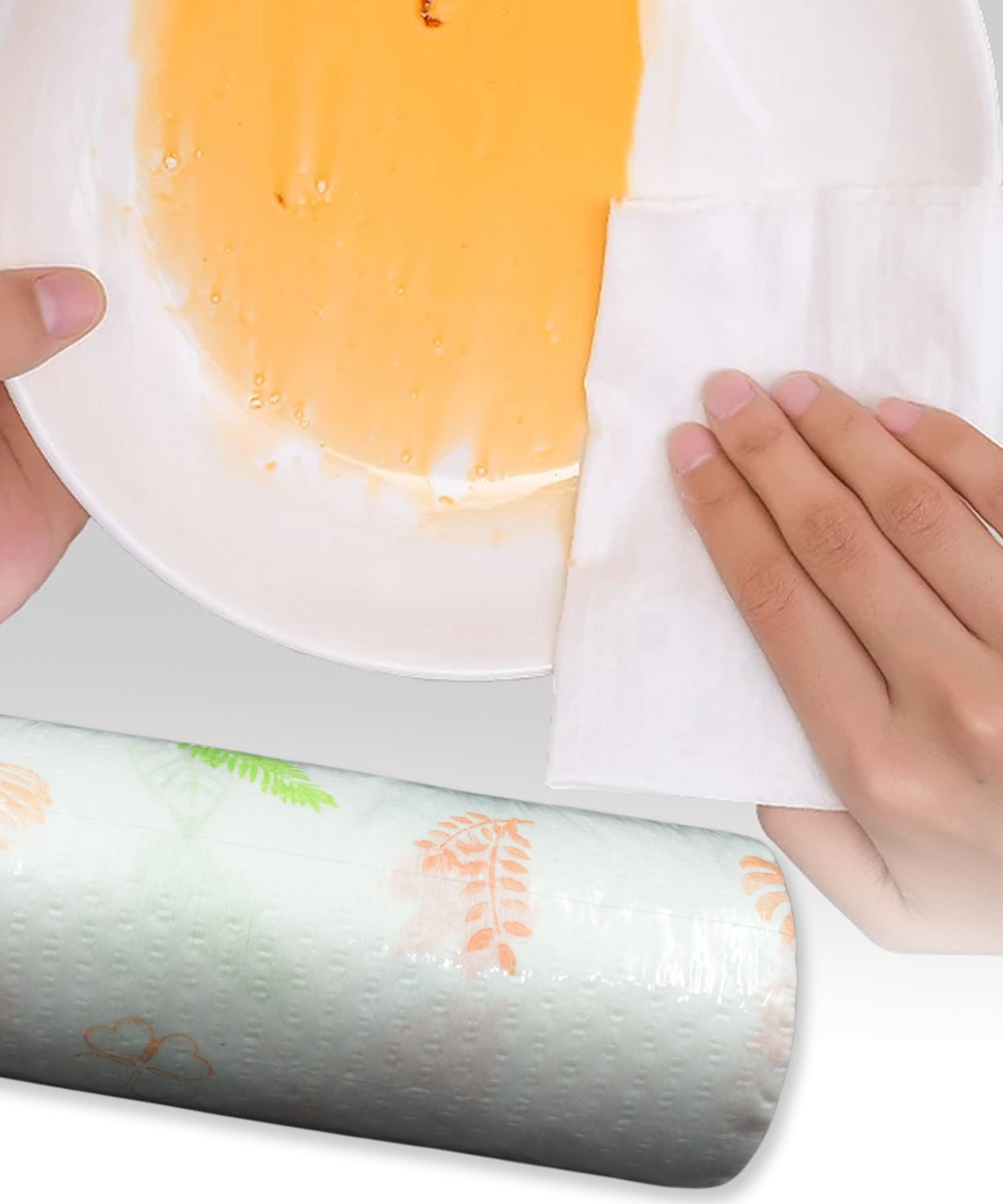 Non Woven Reusable and Washable Kitchen Printed Tissue Roll Non-stick Oil Absorbing Paper Roll Kitchen Special Paper Towel Wipe Paper Dish Cloth Cleaning Cloth 40 sheets / Pulls