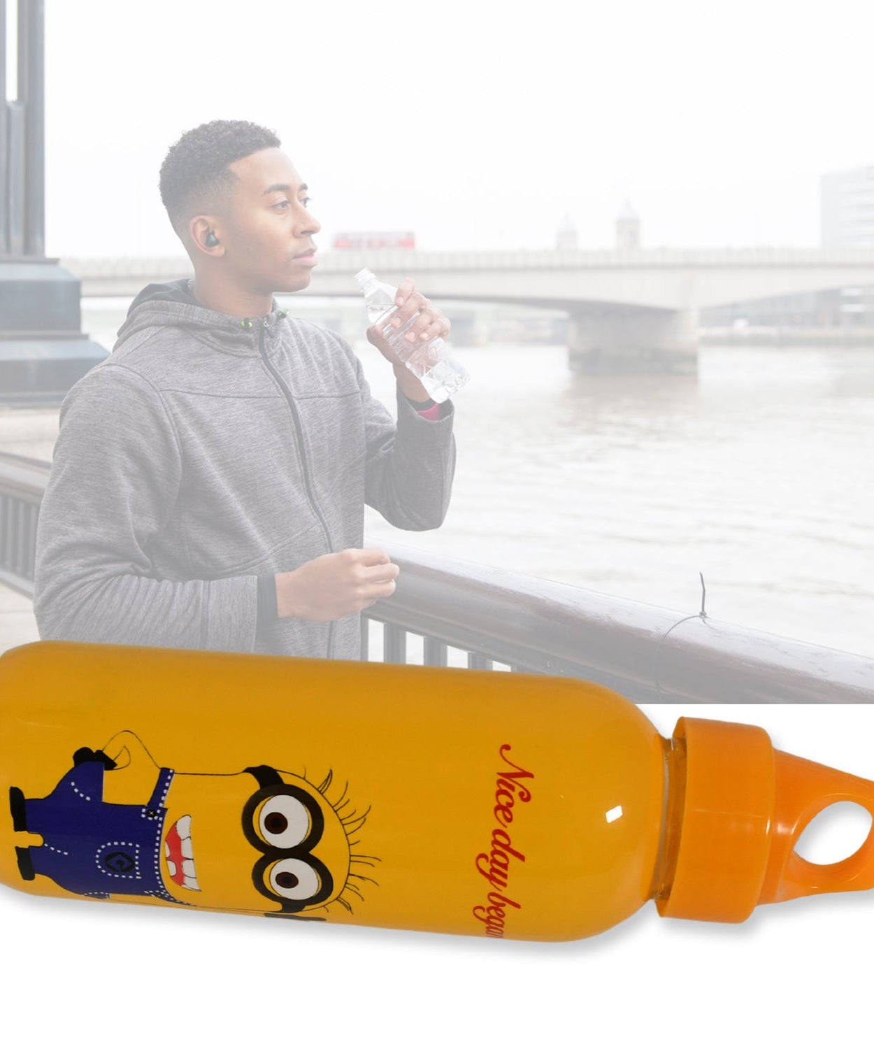 PORTABLE GLASS WATER BOTTLE, CREATIVE GLASS BOTTLE WITH GLASS WATER ( Mix Design)