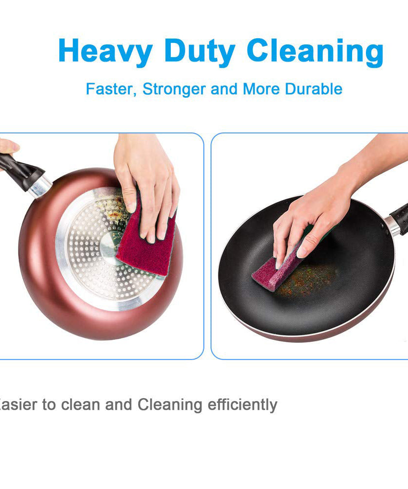 Green scrubber pads for kitchen and tile cleaning, set of 4