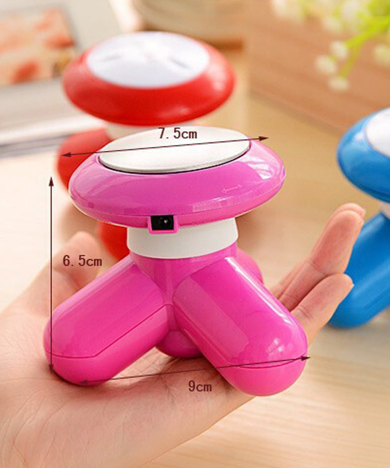 USB-powered body massager for home and travel use.