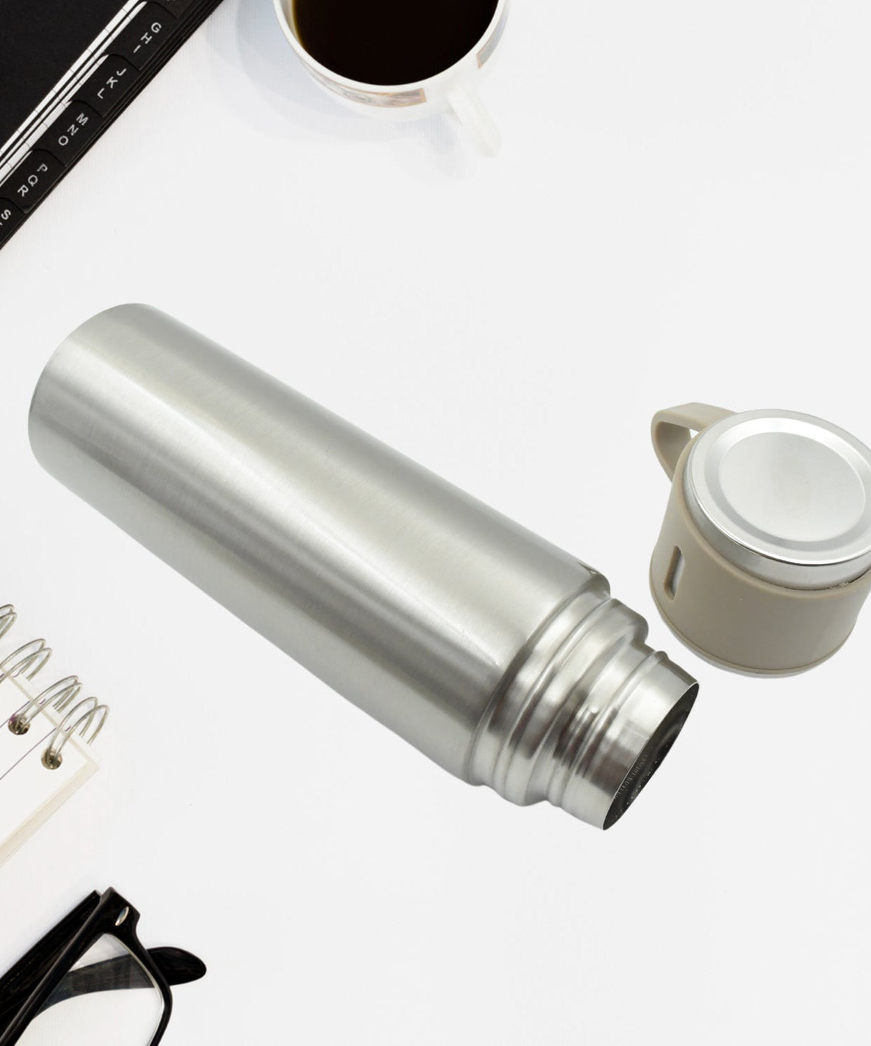 Stainless Steel Vacuum Flask Set with 3 Steel Cups Combo for Coffee Hot Drink and Cold Water Flask Ideal Gifting Travel Friendly Latest Flask Bottle. (500ml)