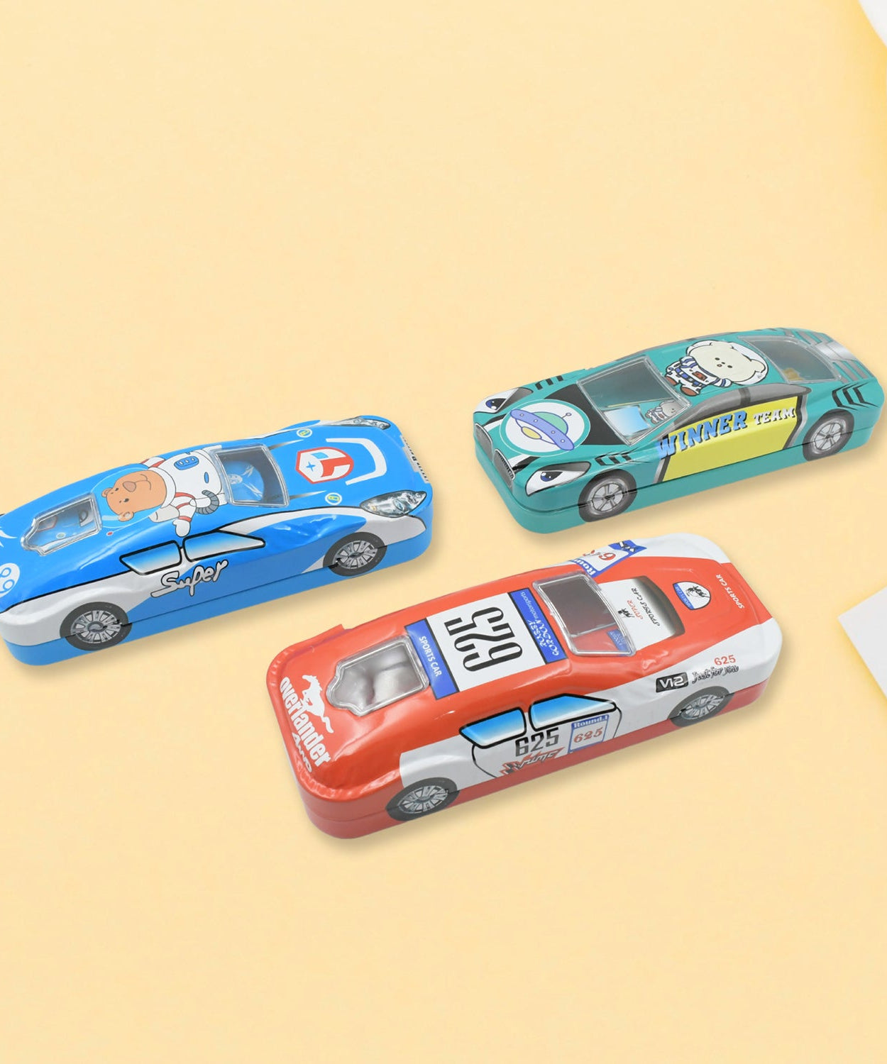 Kids' metal compass box with car design