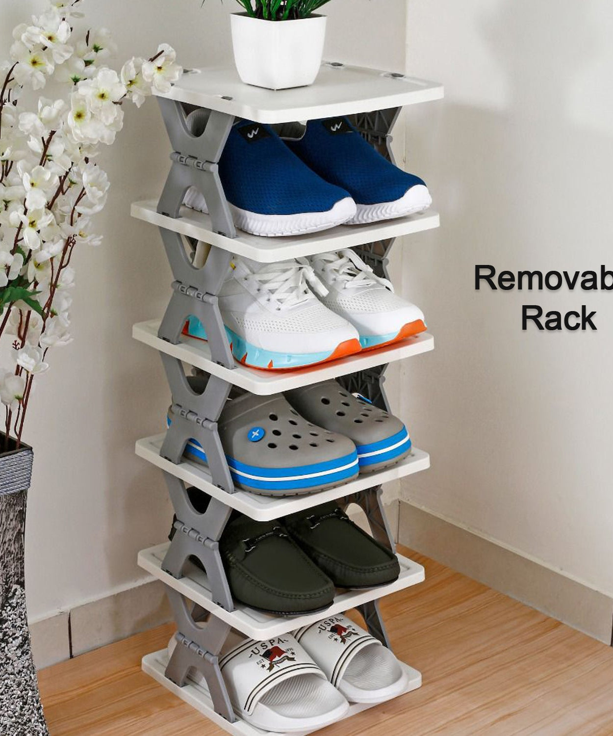 Foldable shoe rack with 8 layers, heavy-duty and durable