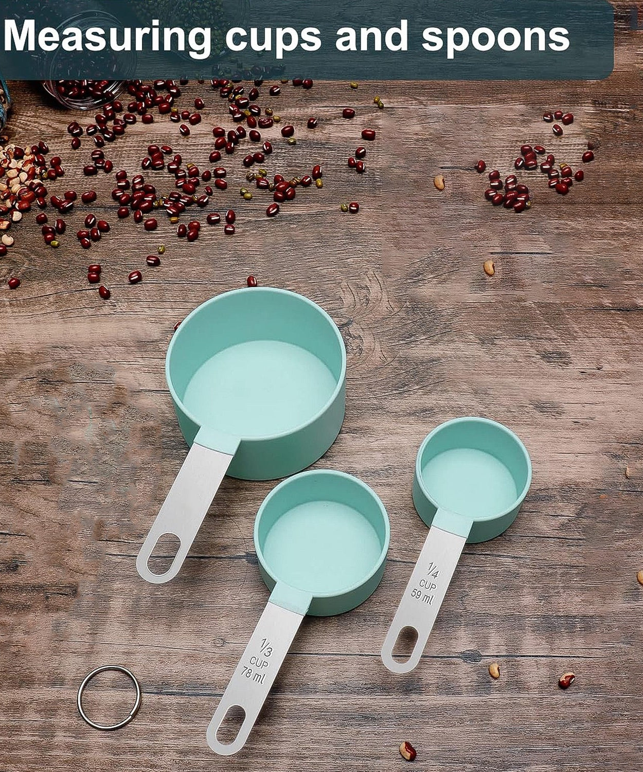 Measuring Cups Set 1/3 Cup (78 ml), 1/4 Cup (59 ml), 1/8 Cup (30 ml)
