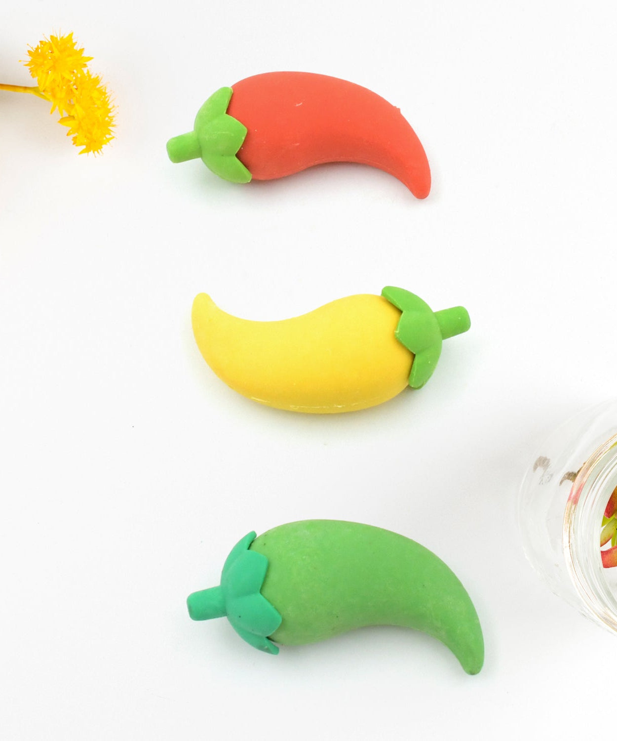 3D Fancy Colorful Chili Shape Erasers – Mini Novelty Eraser Set (3 Pc)