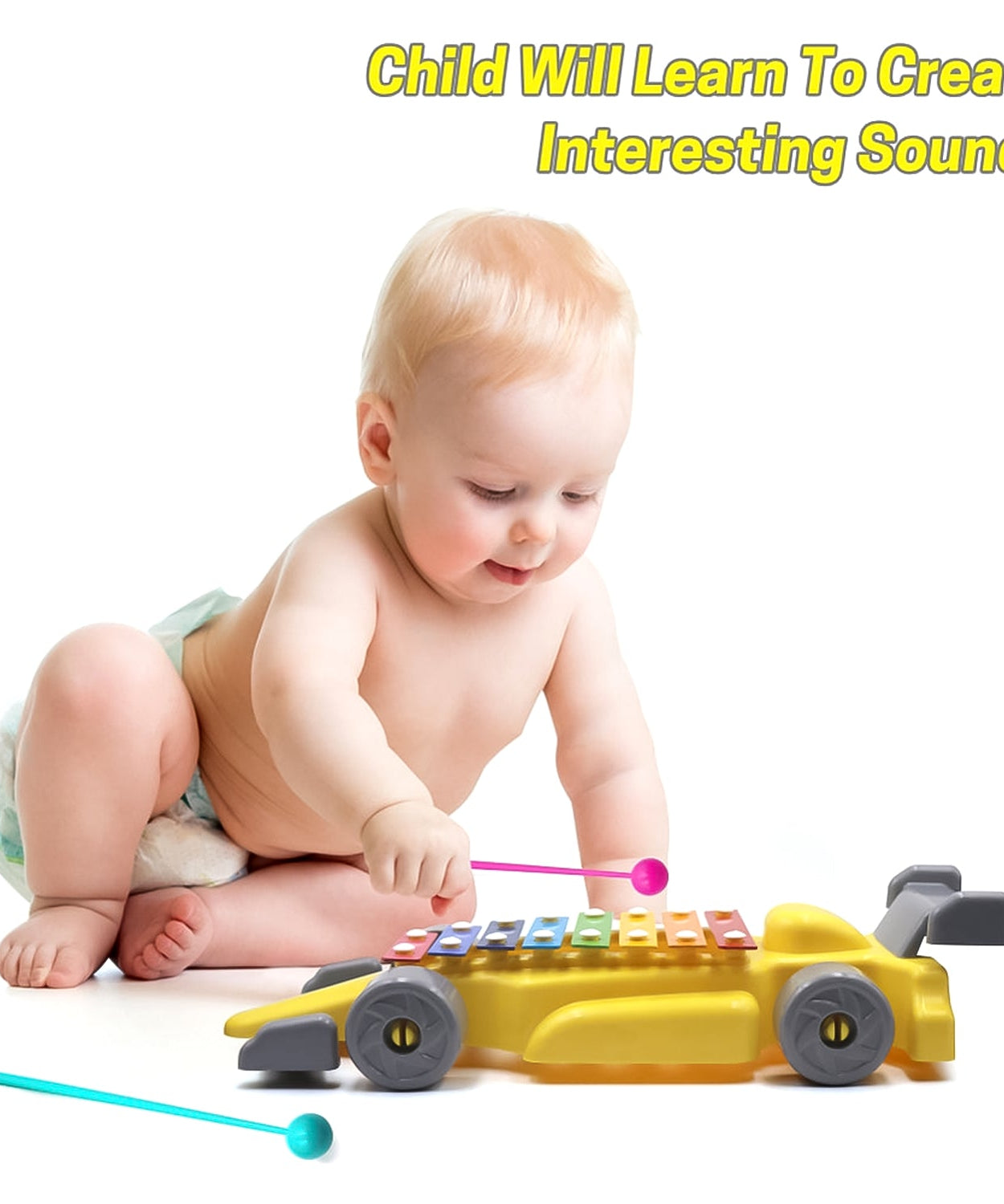 Musical Car Piano Xylophone Toy, Plastic Car Xylophone (1 Set)