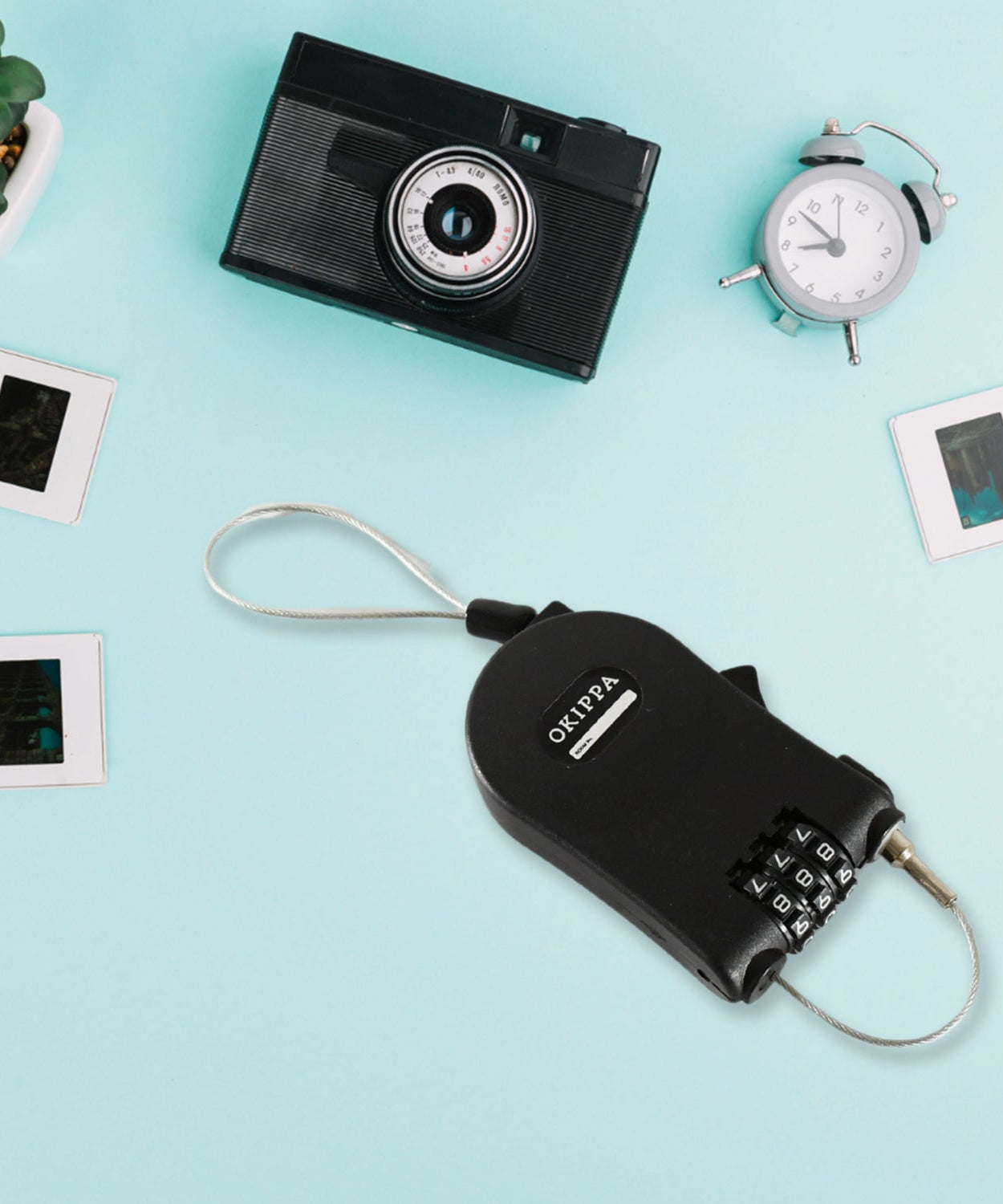 Multifunctional cable lock with number code for travel, sports Etc. Retractable Wire Lock,Wire Black Shell Combination Password.