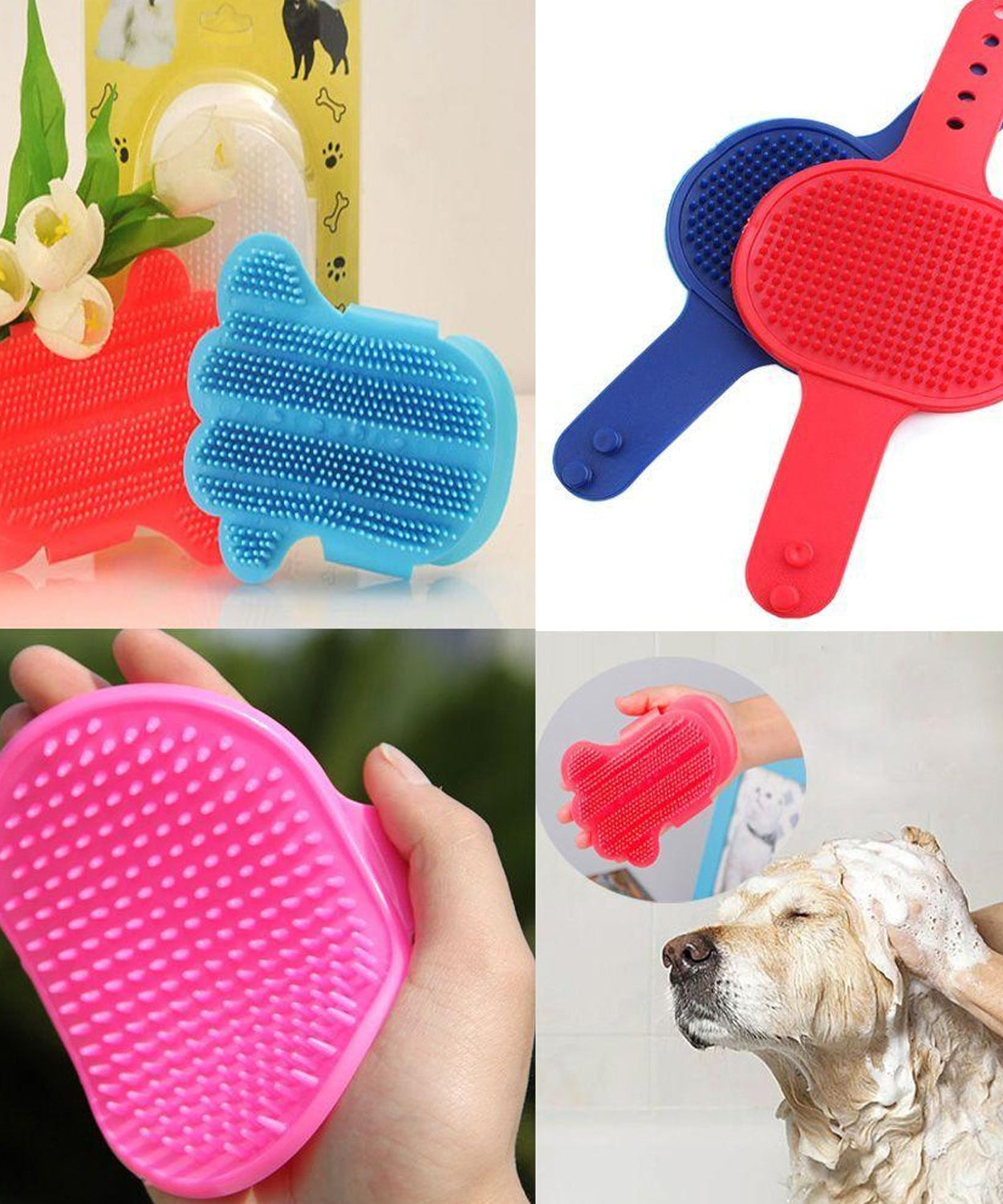 Adjustable ring handle pet brush for effective dog grooming