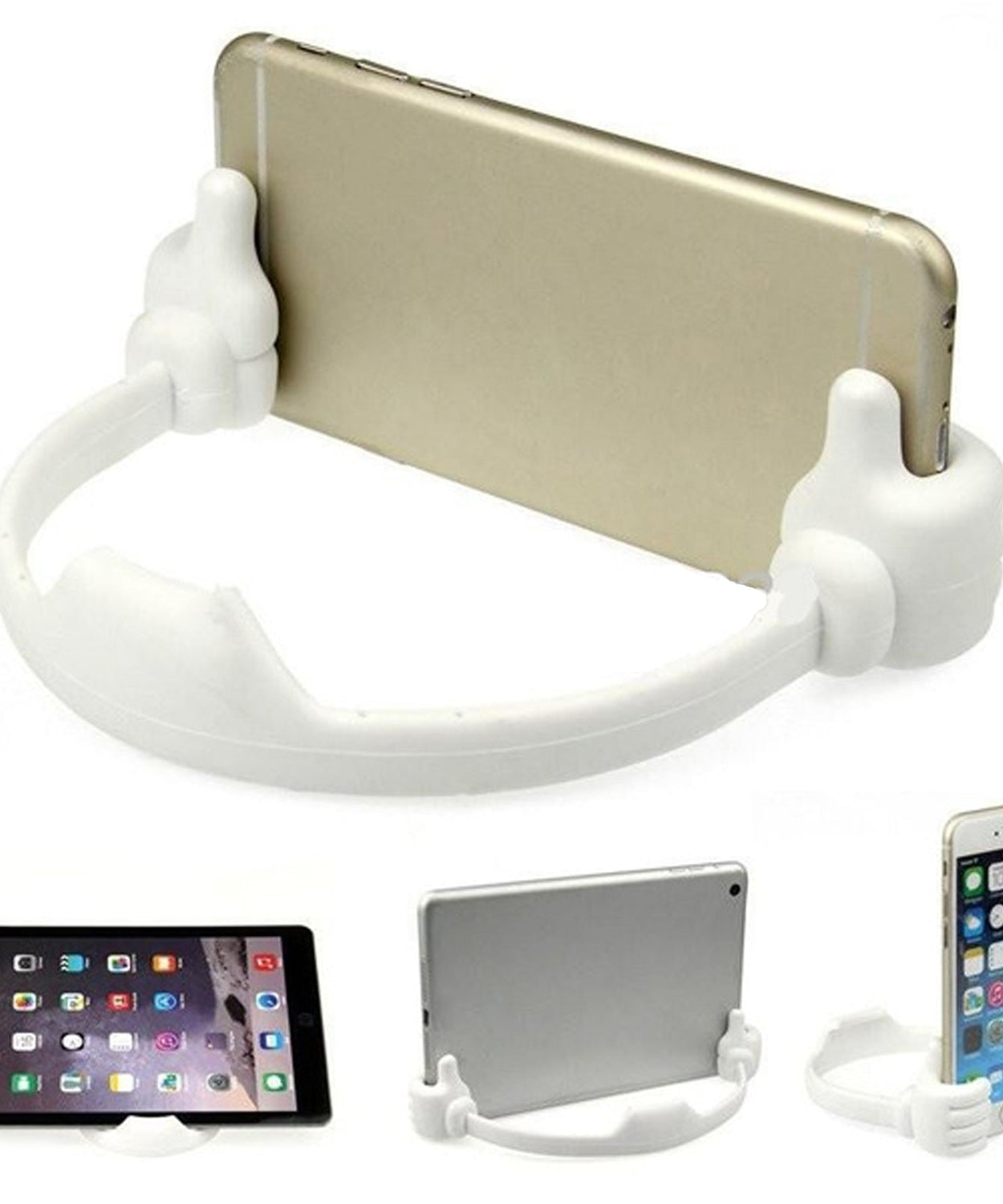 Hand-shaped mobile stand for supporting phones in households and offices.