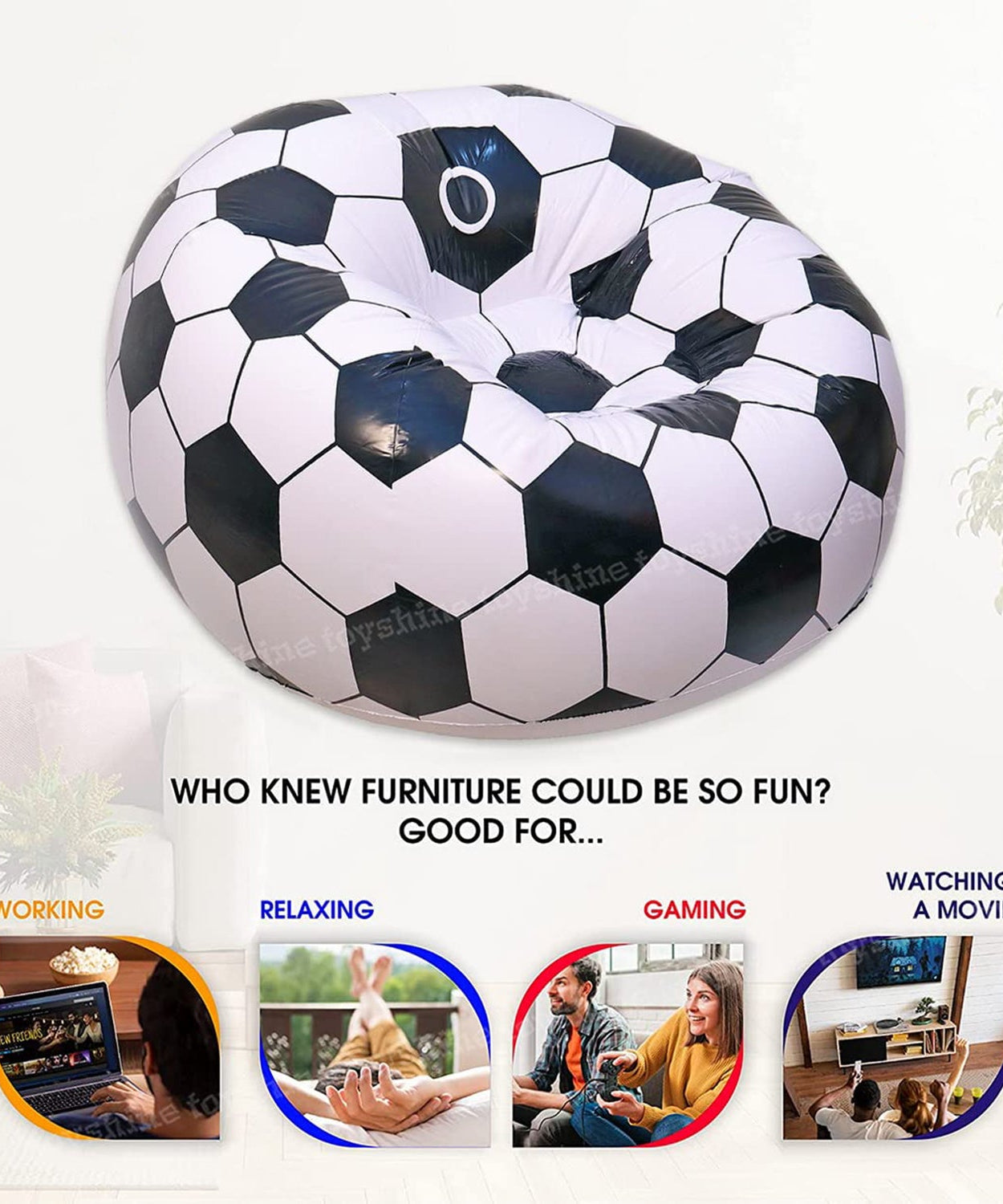 Foldable Sofa, Cartoon Style Inflatable Folding Chair, Ball Chair, Inflatable Sofa for Adults, Kids size (110cm x 80cm)