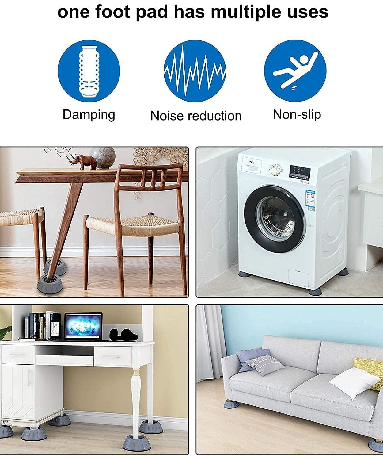 Suction cup anti vibration pads for quiet operation