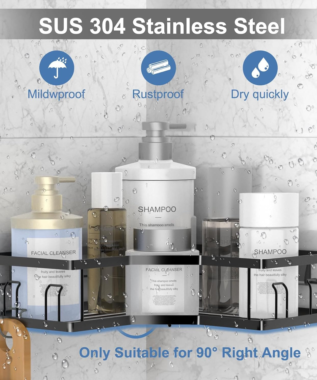 Iron Coating Self-Adhesive Corner Shelf Organizer (2 Pc)