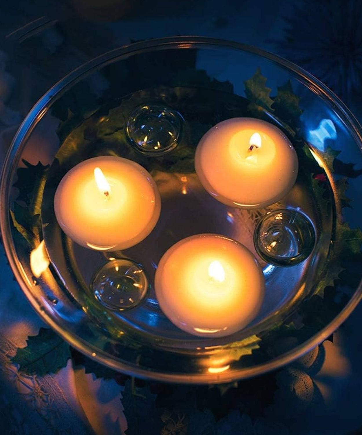 Floating candle holder for creating a cozy atmosphere.