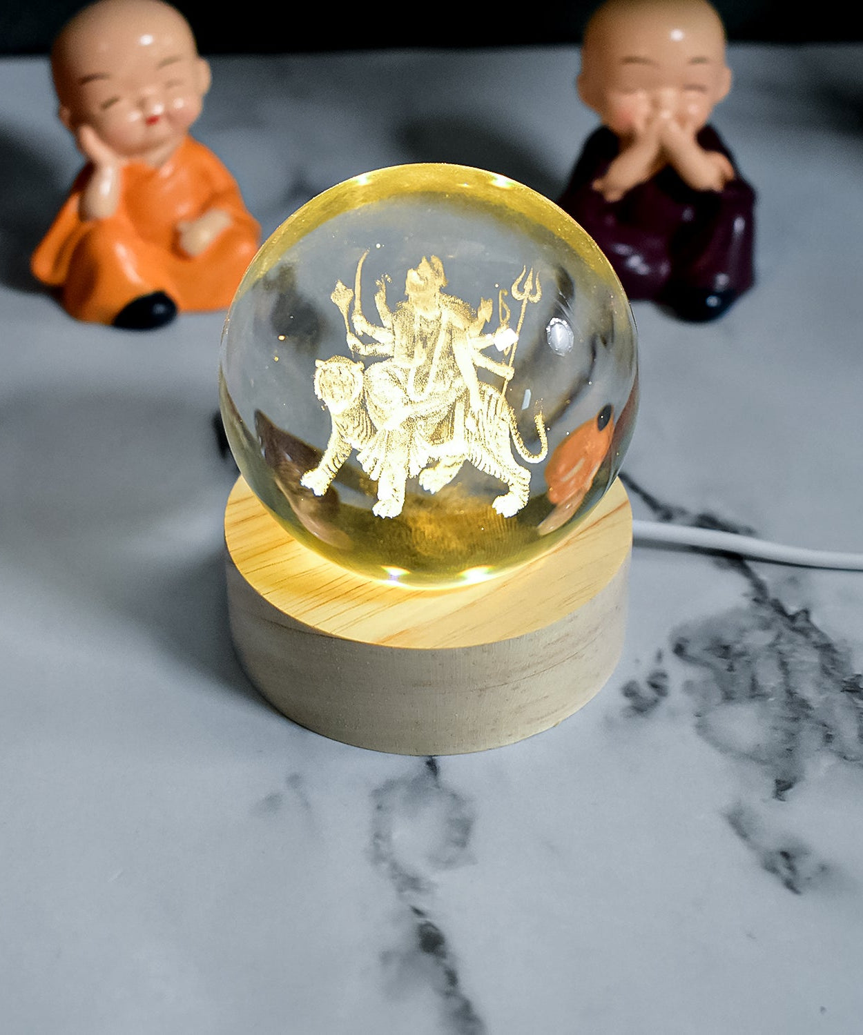 Ambaji 3D Crystal Ball lamps With Base (1 Pc)