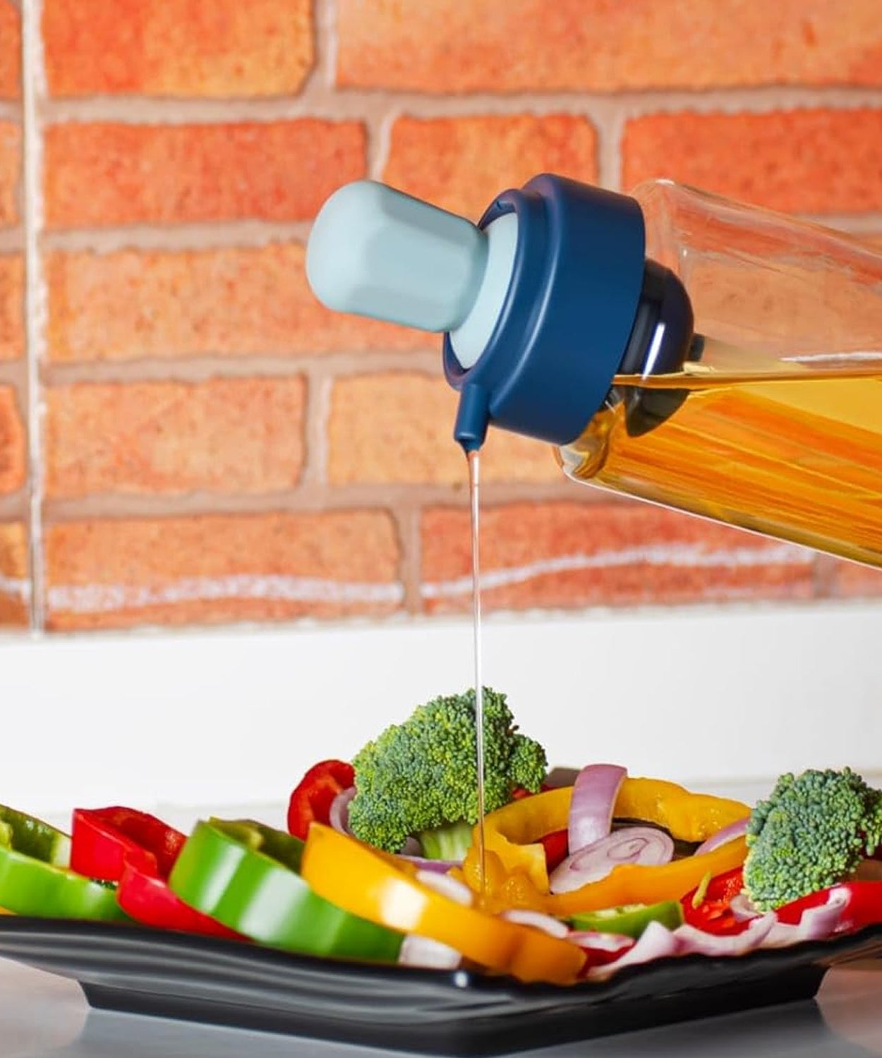 2 in 1 Transparent oilar dispenser with Silicone Oil Dropper Nozzle (1 Pc / With Brush / 1 Ltr.)