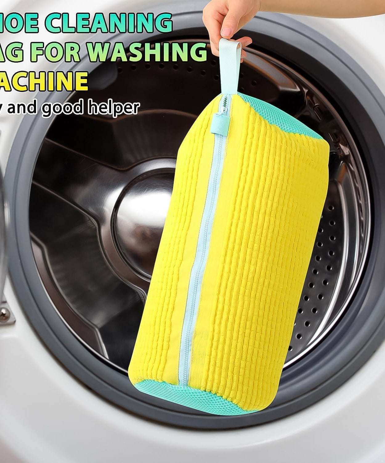 Shoe Washing Machine Bag with Microfiber Chenille Lining & Zipper (1 Pc)