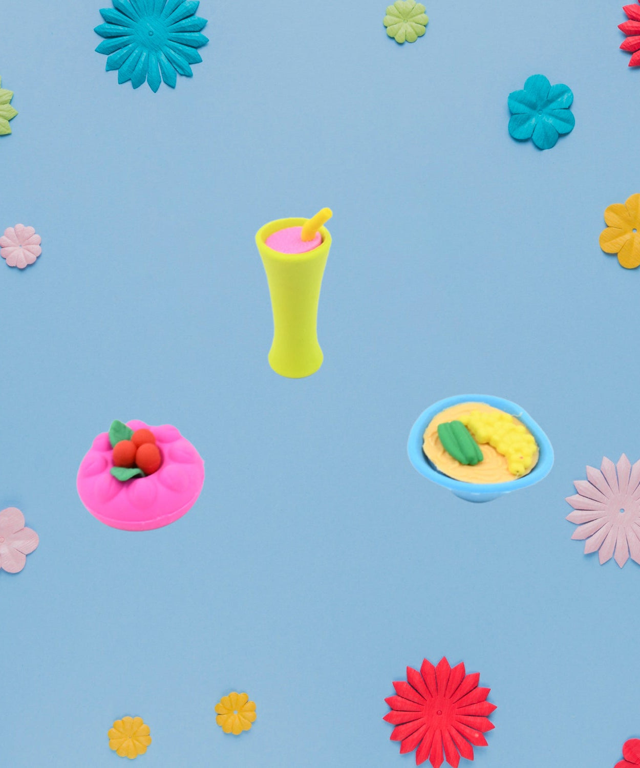 3D Mix Design Fancy & Stylish Colorful Erasers – Cute Novelty Eraser Set for Kids & School Prize (1 Set)