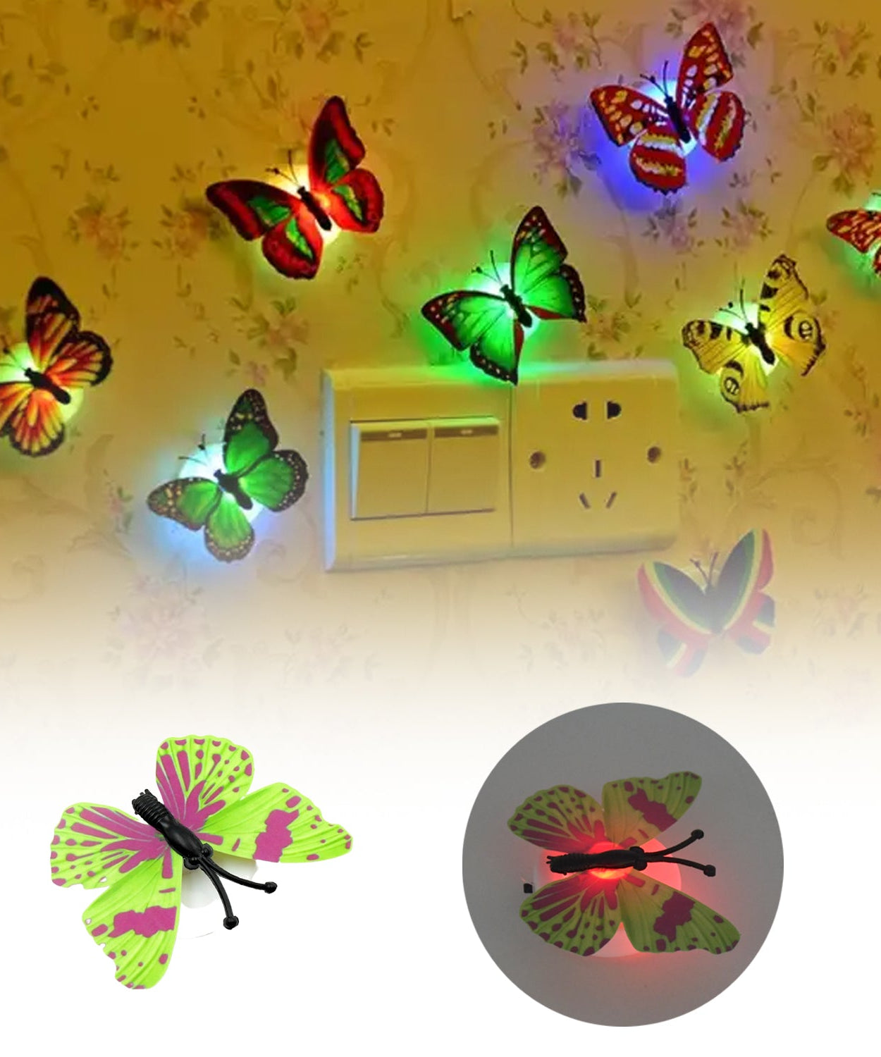 Illusion night lamp with butterfly design.
