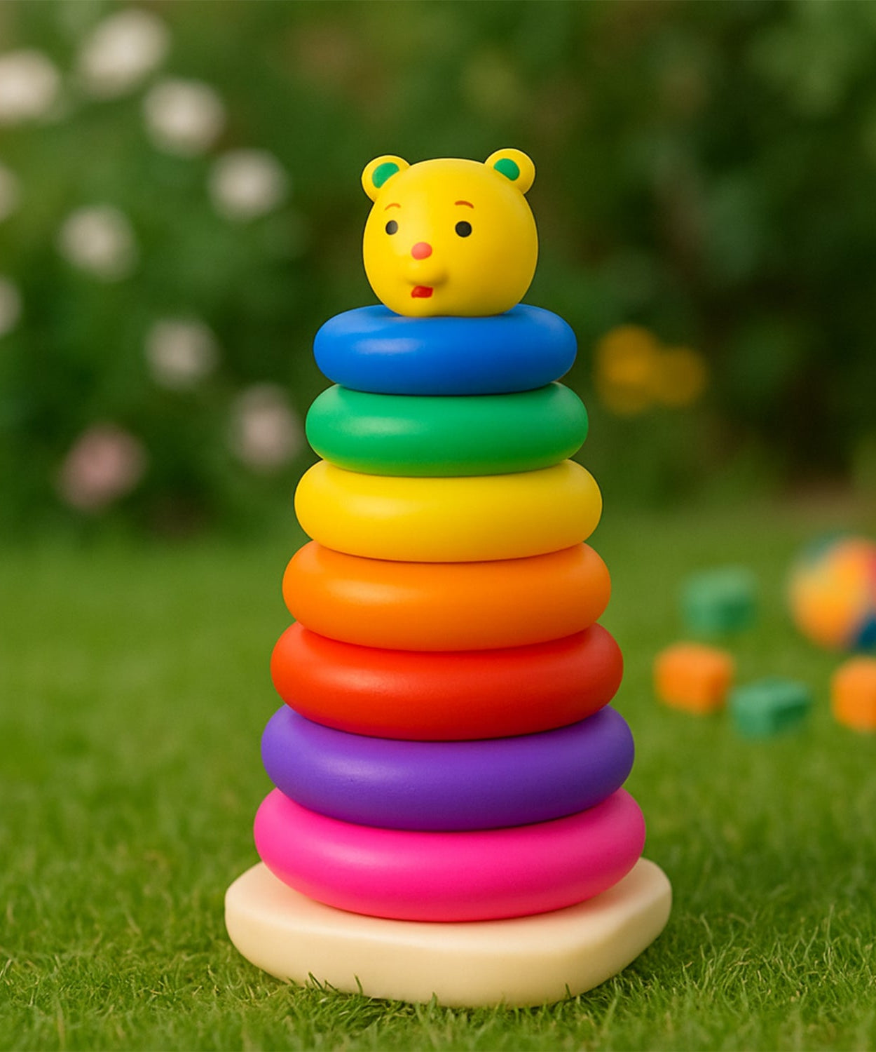 Plastic Baby Kids Teddy Stacking Ring Jumbo Stack Up Educational Toy 7pc