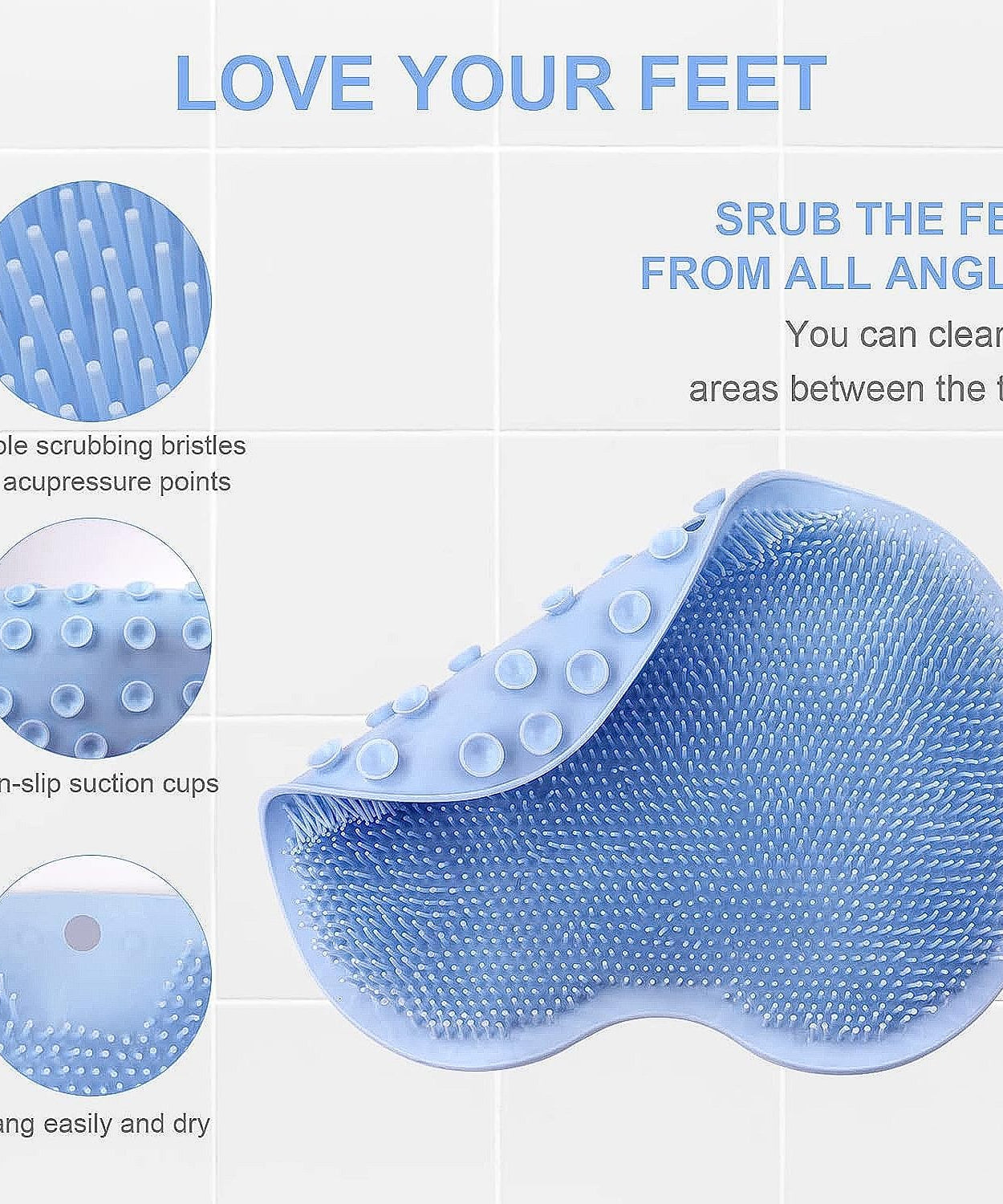 Silicone Bath Massage Cushion – Suction Cup Exfoliating Foot Scrubber & Mat