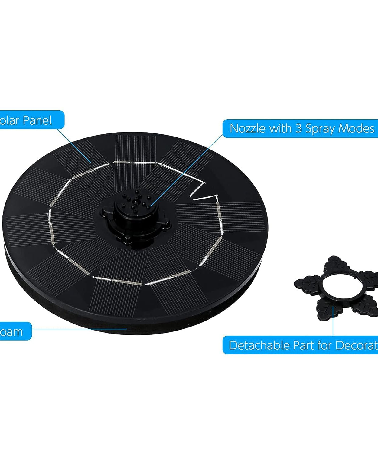 Fast Fountain by Pocket Hose - Solar-Powered - Instantly Adds a Water Feature Virtually Anywhere - 5 Spray Modes - No Installation or Batteries Required - Great for Bird Baths, Pools, Pond & More (1 Pc)