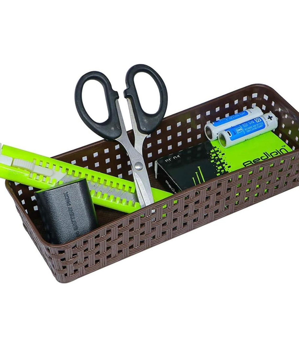 Plastic Multipurpose Desk Organizer Tray Office Drawer Dividers Storage Bins for Kitchen, Bathroom, Office, Makeup, Bedroom Dresser, Craft Basket Rack Multicolour (6 Pcs Set)