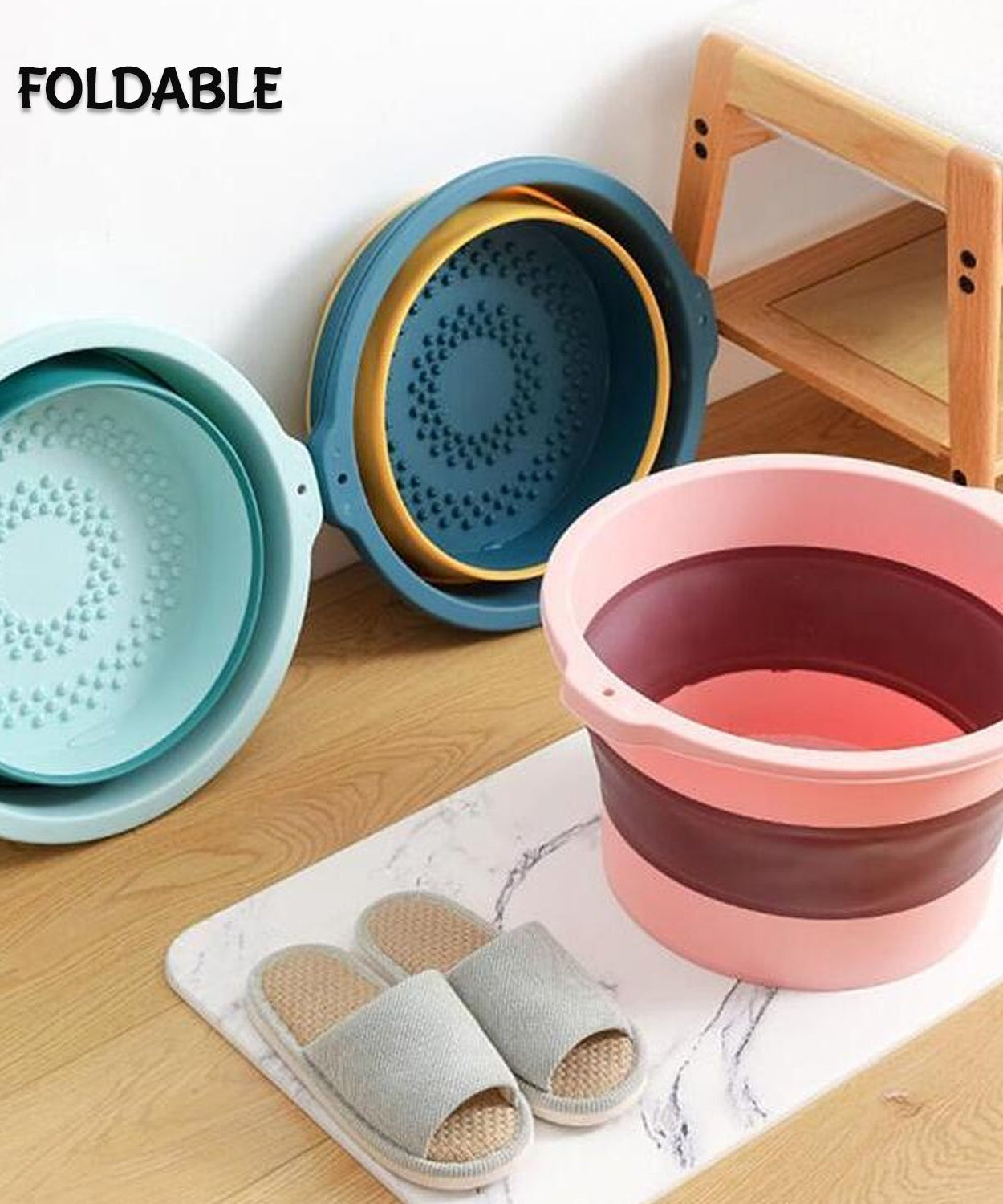 Multi-purpose collapsible tub with handle for foot spa